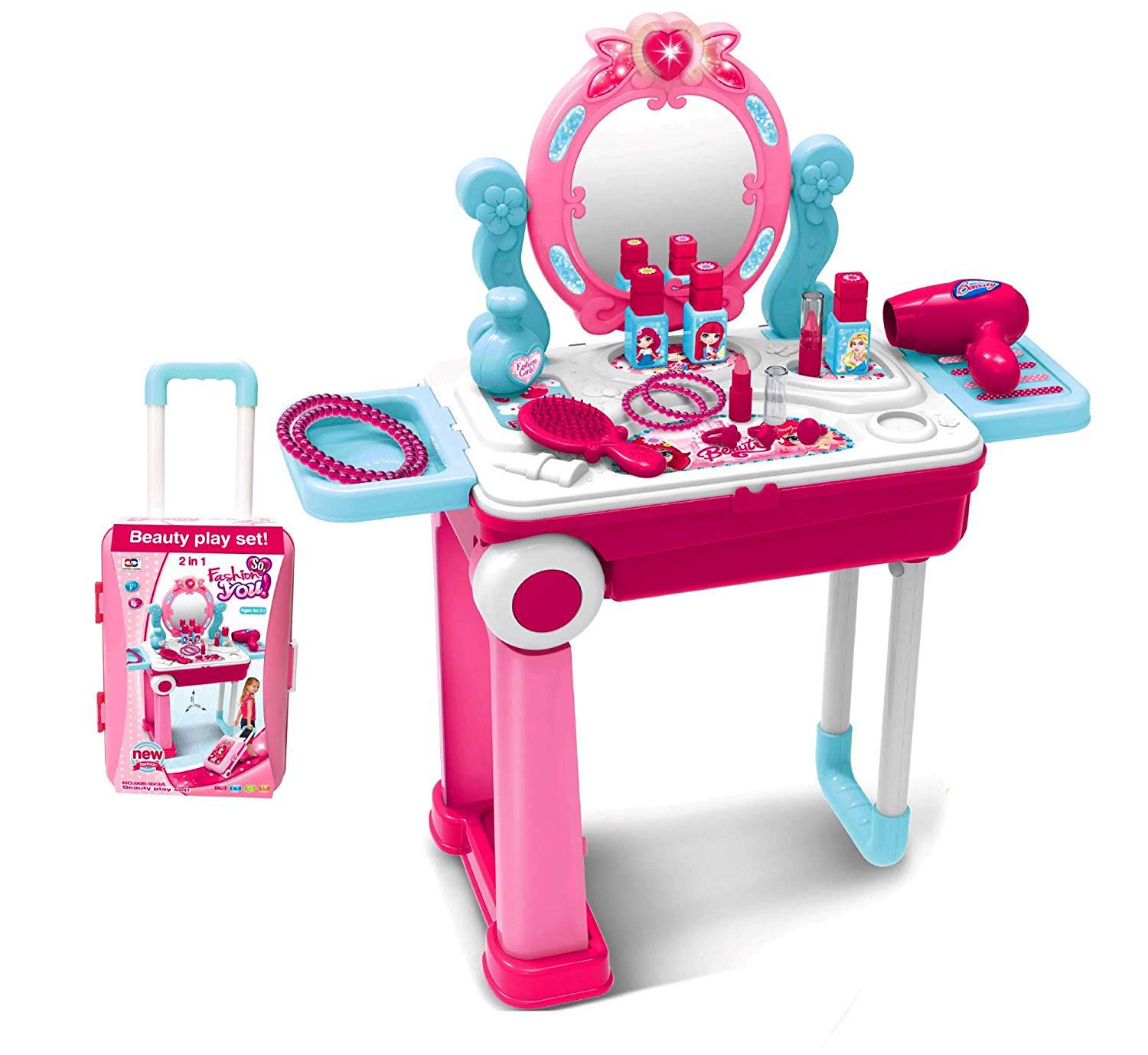 Toys N Smile Plastic Children Beauty Makeup Kit Pretend Play Fashion Set Toy with Carry case Suitcase Trolley, Light and Music Toy for Girls, Kids ( Multi Colour) (B08SKFMRTK) Amazon Price History, Amazon Price Tracker