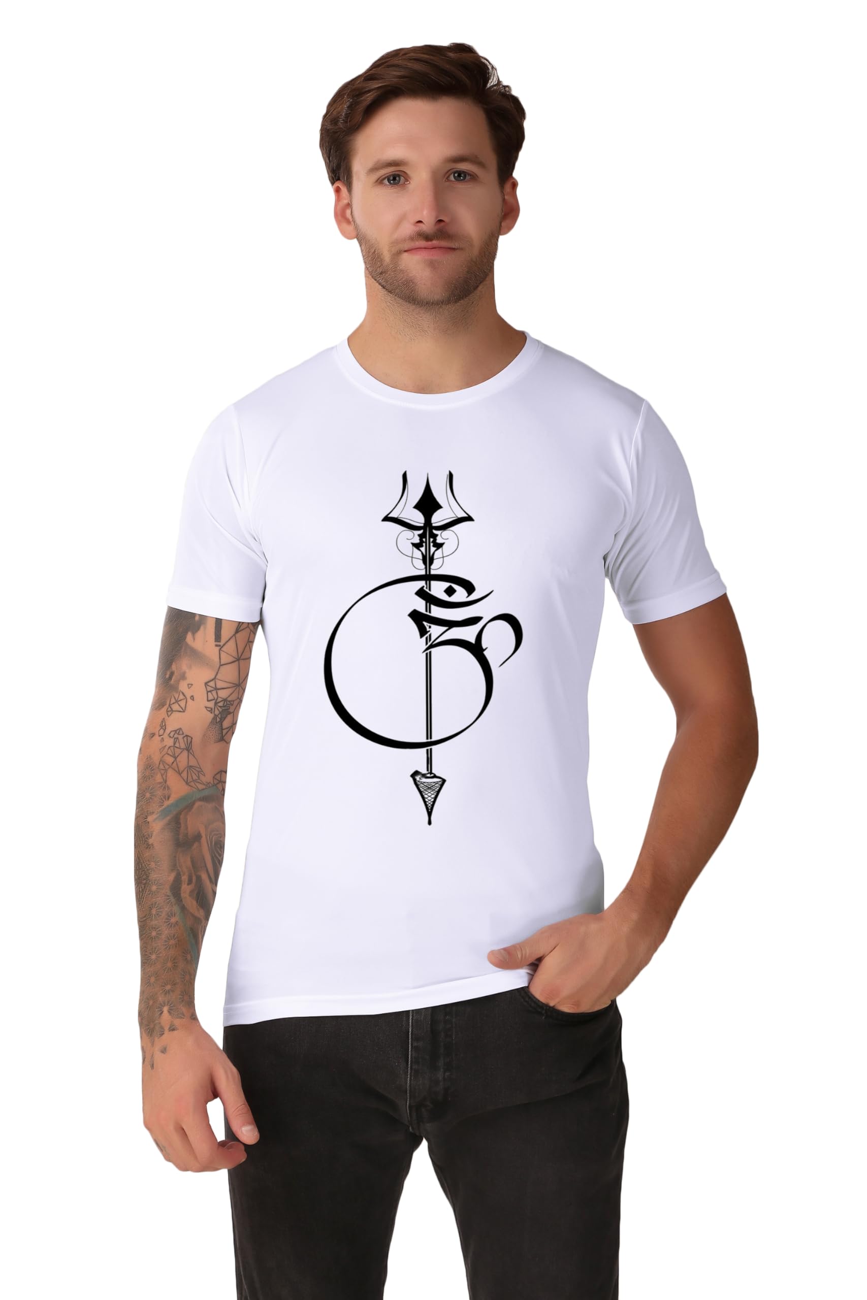 VEKTEK Men & Women Short Sleeves, Polyester Fabric, Round Neck White T Shirt for Casual, Office & Sports Wear