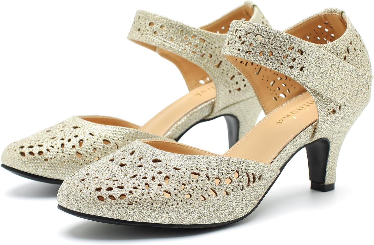 Women's Comfortable Mary Jane Pumps Vintage Cutout Closed Toe Kitten Heels for Dressy Office Work - Image 4