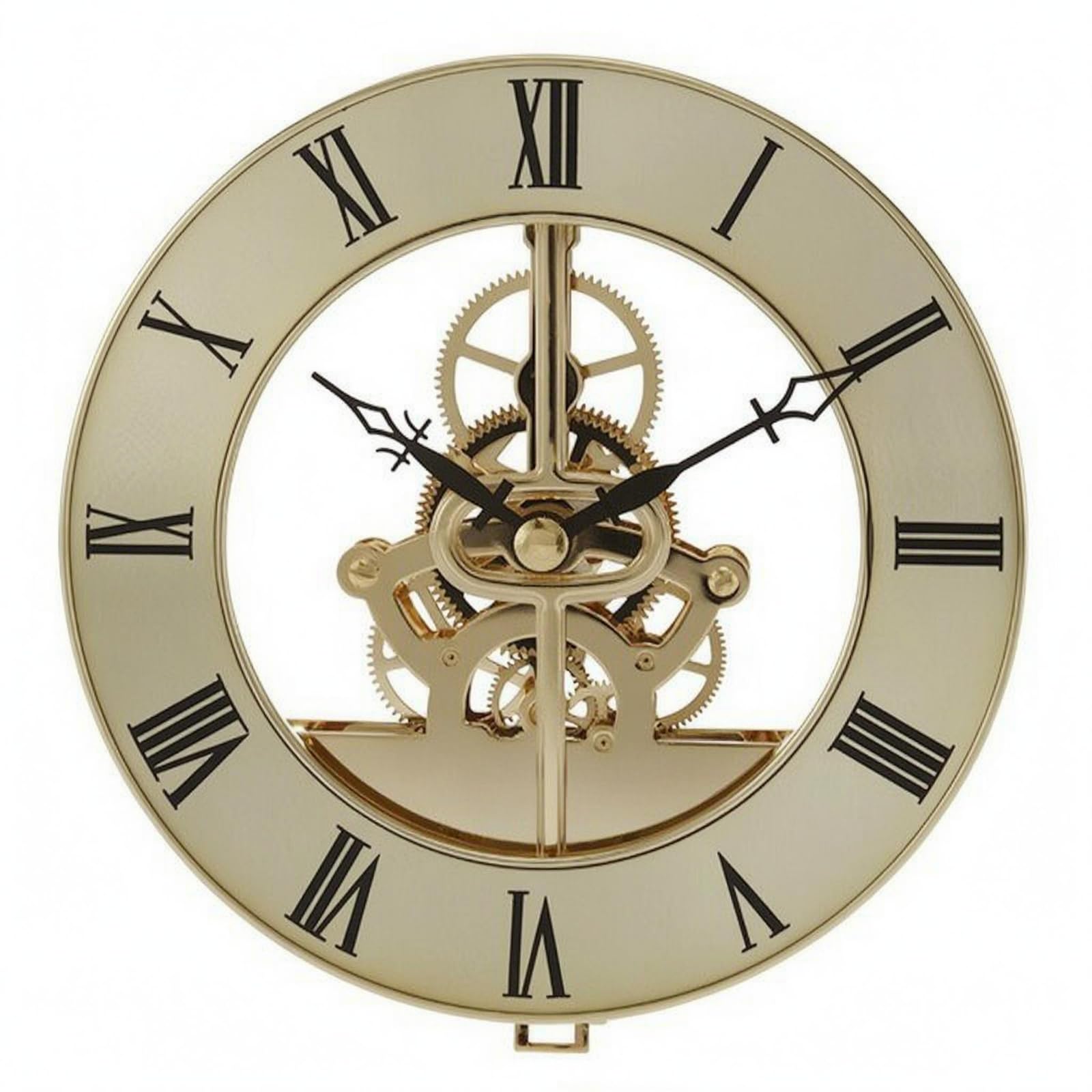 Horloge à engrenages dorés pour salon moderne et style romain métal