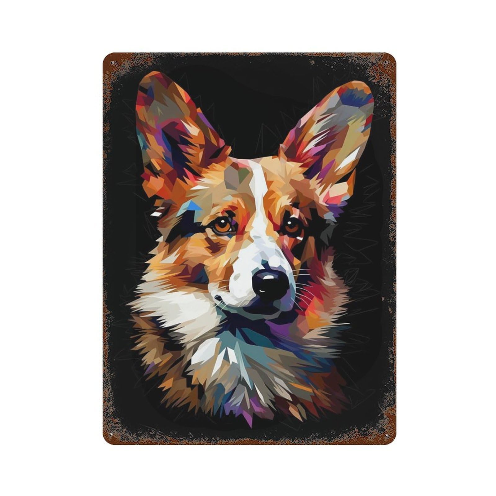 Corgi Geometric Abstract Vintage Rust Metal Sign 15.7"x11.8", for Basement, Hobby Room And Garage Decor, Farmhouse Wall Decor