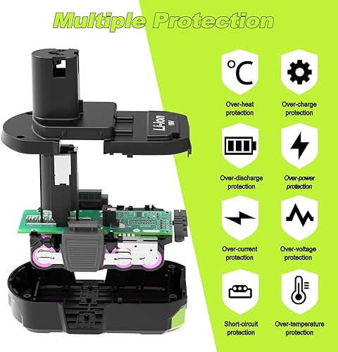 Miniatura 7 de Paquete de 2 baterías de repuesto de 3.6Ah para batería Ryobi de 18 V P102 P103 P104 P107, compatible con herramientas eléctricas inalámbricas Ryobi