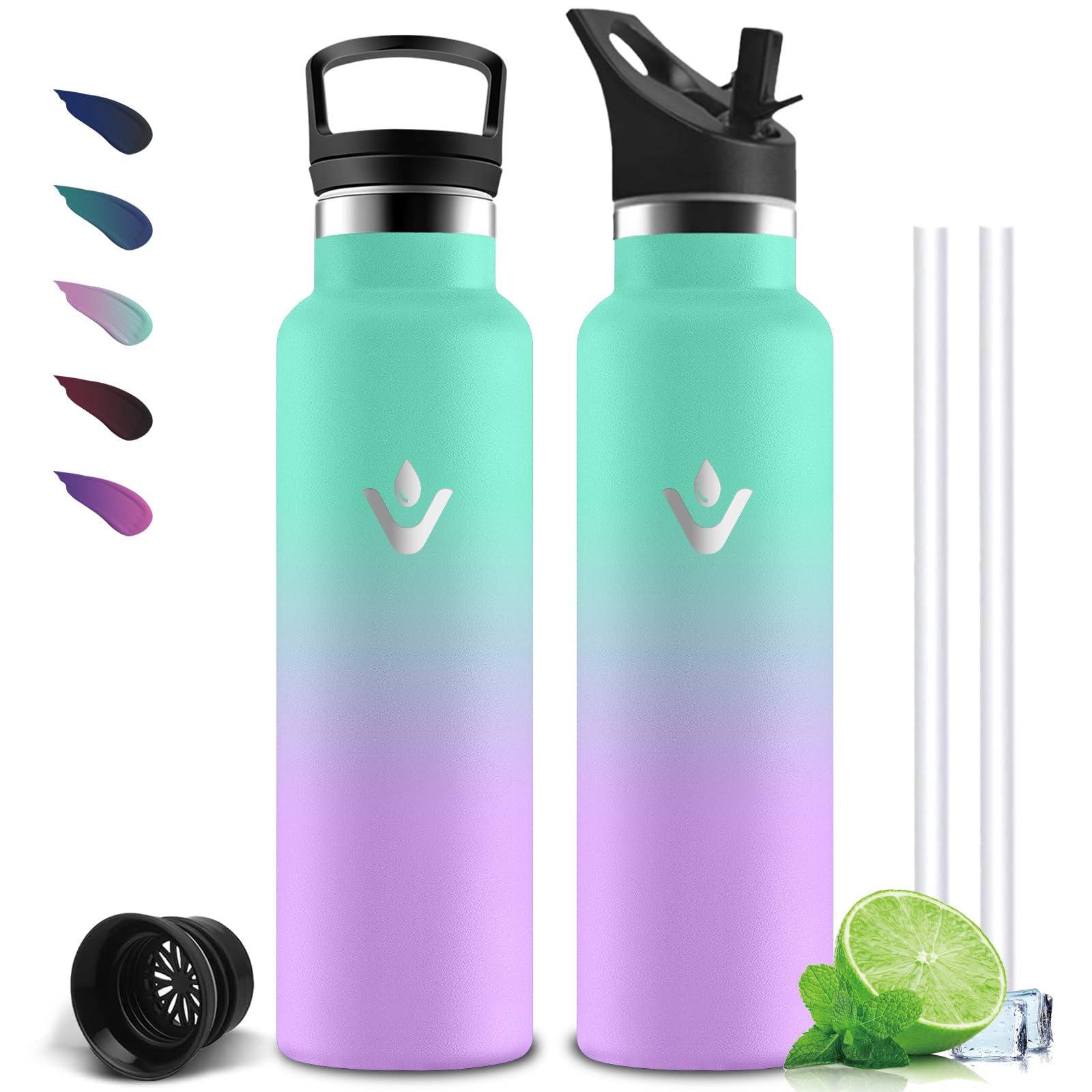 Mujigaga Thermal Water Bottle, 1 Litre Water Bottle, BPA Free, Water Bottles with Straw, Leakless, Vacuum Insulated, Metal Water Bottles for Camping, Travel, Sports, Fitness