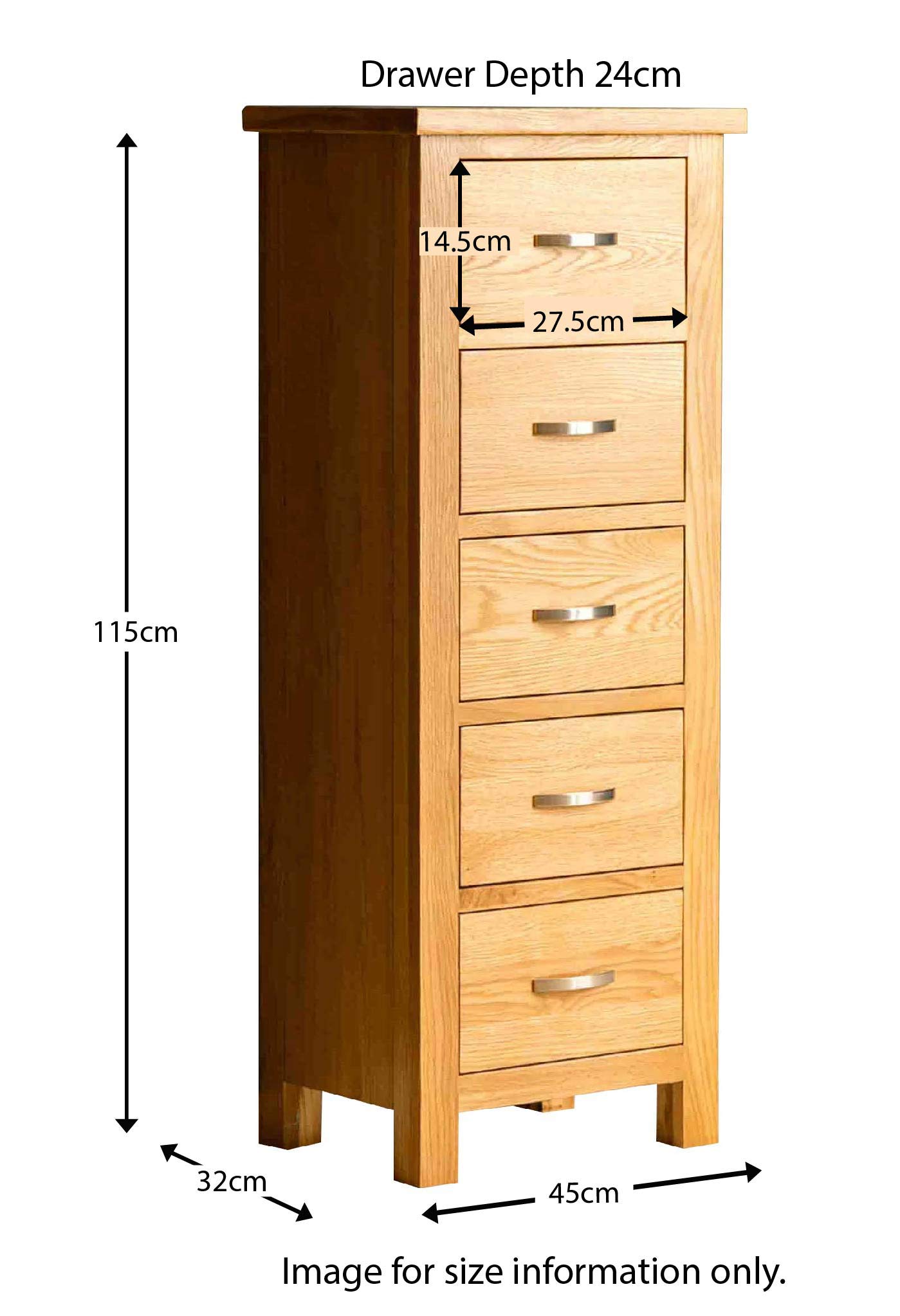 Buy London Oak Tallboy Chest of Drawers Bedroom 5 Drawer