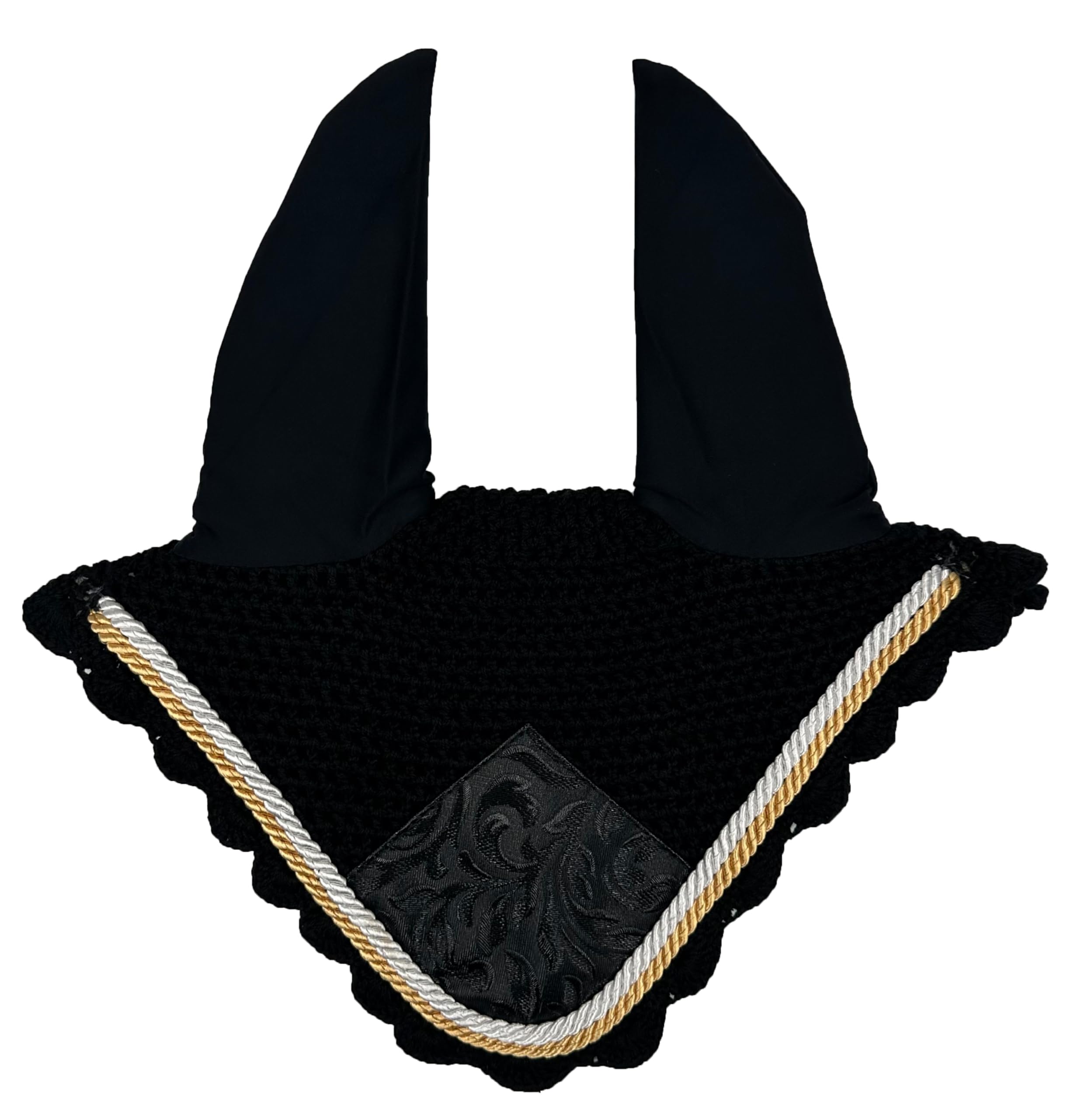 Sudadero de equitación transpirable, cordones de posicionamiento con cierre de , borde elegante de cordón inglés, completo con auriculares a juego (negro, Full)