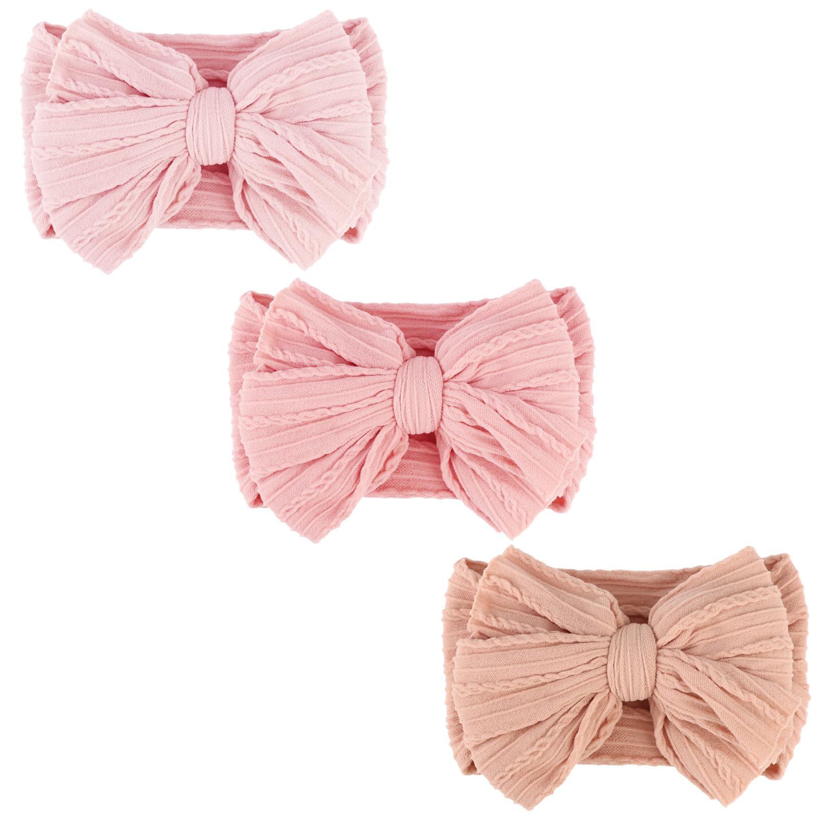 DRESHOW 3 Pack Baby Headbands for Girls Newborn Baby Nylon Headbands with Bows Hair Accessories — image 1