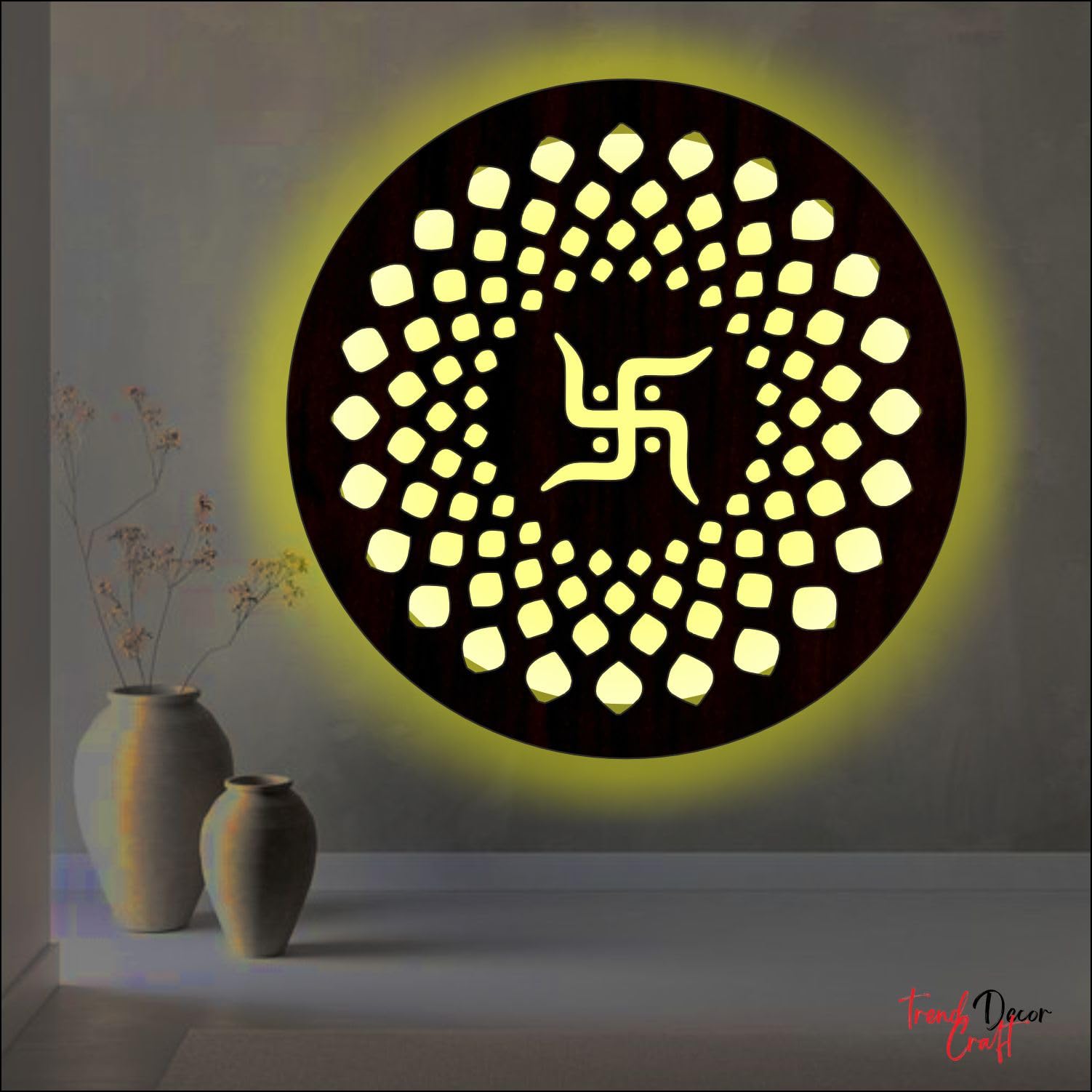 trendDecor Craft - IN Swastik Neon Led Light Wall Decor LED Wall Light Hanging Photo Frame Or Murti | Pooja Room Decoration, Room Decor Quotes, Living Room Decorative Items (16 X 16 Inch) (B0D8YZJJ5N) Amazon Price History, Amazon Price Tracker
