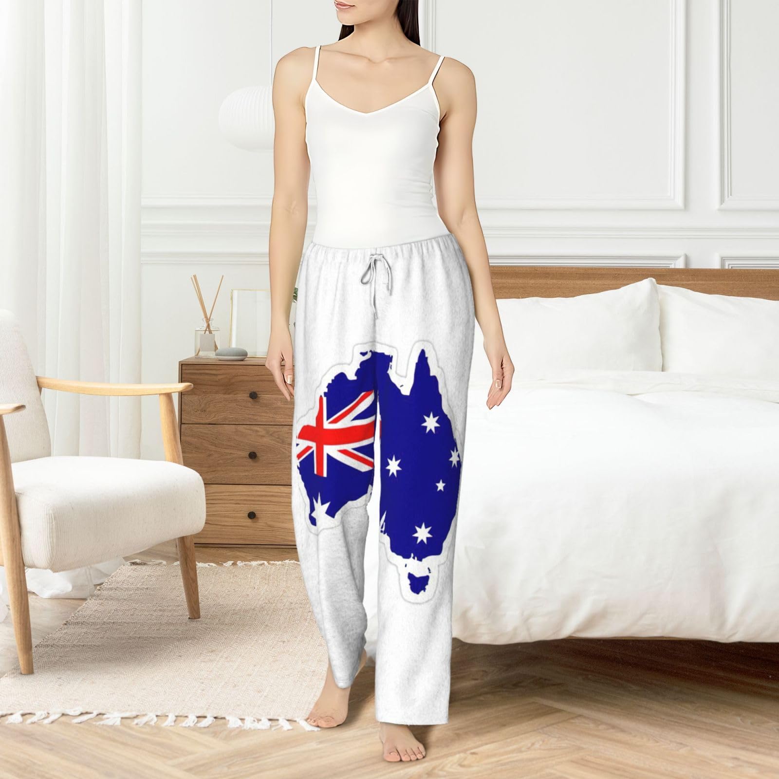 Damen-Schlafanzughose mit australischer Flagge, Flanell, warm, bequem, für Urlaub, Weihnachten