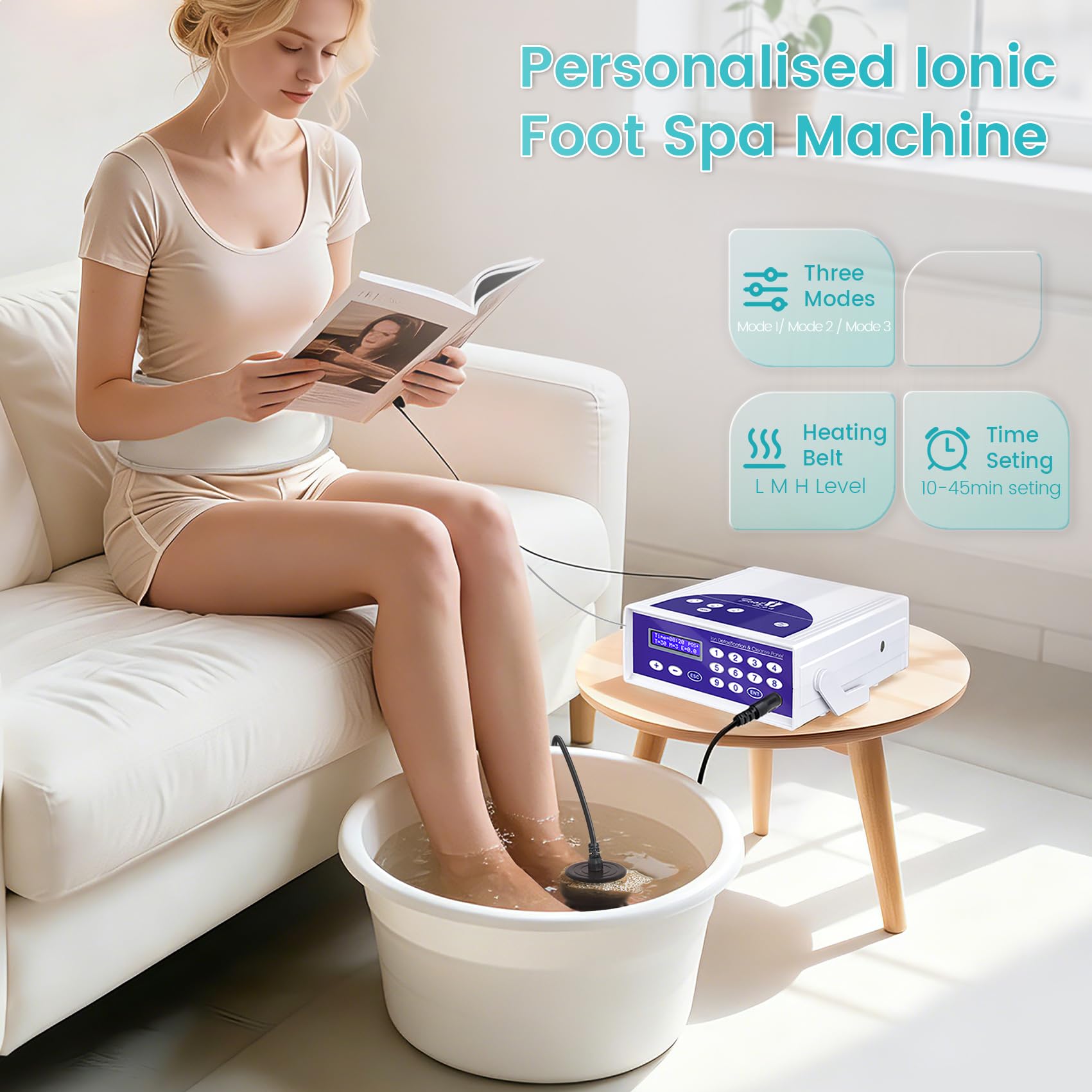 Máquina de desintoxicación iónica para baño de pies, máquina profesional de desintoxicación de pies para uso doméstico, spa iónico de limpieza de iones con pantalla LED, cinturón infrarrojo lejano