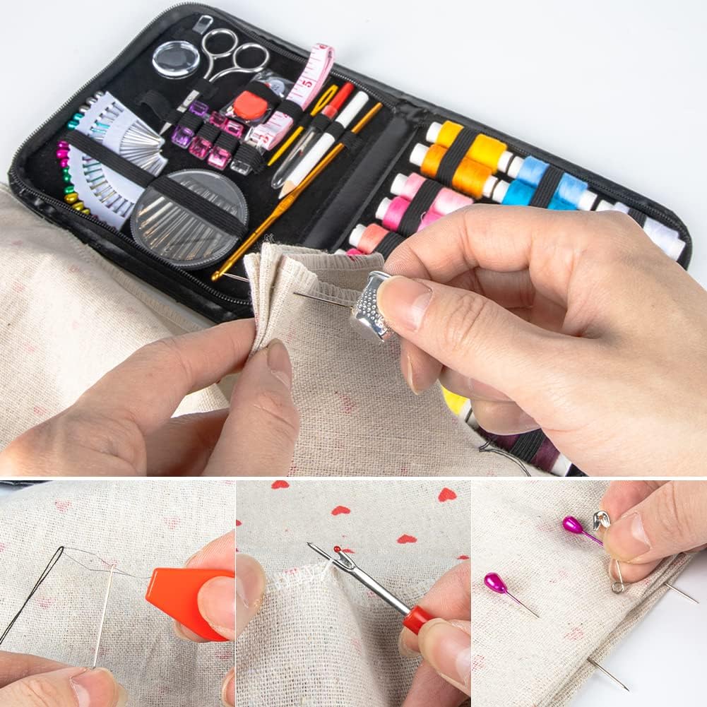 Sewing Kit for Adults and Kids 24 Color Threads Beginners Sewing Supplies Filled Sewing Needle and Thread Kit Scissors Thimble and Clips Etc for Travel Family Everyday or Emergency and DIY Sewing Kits