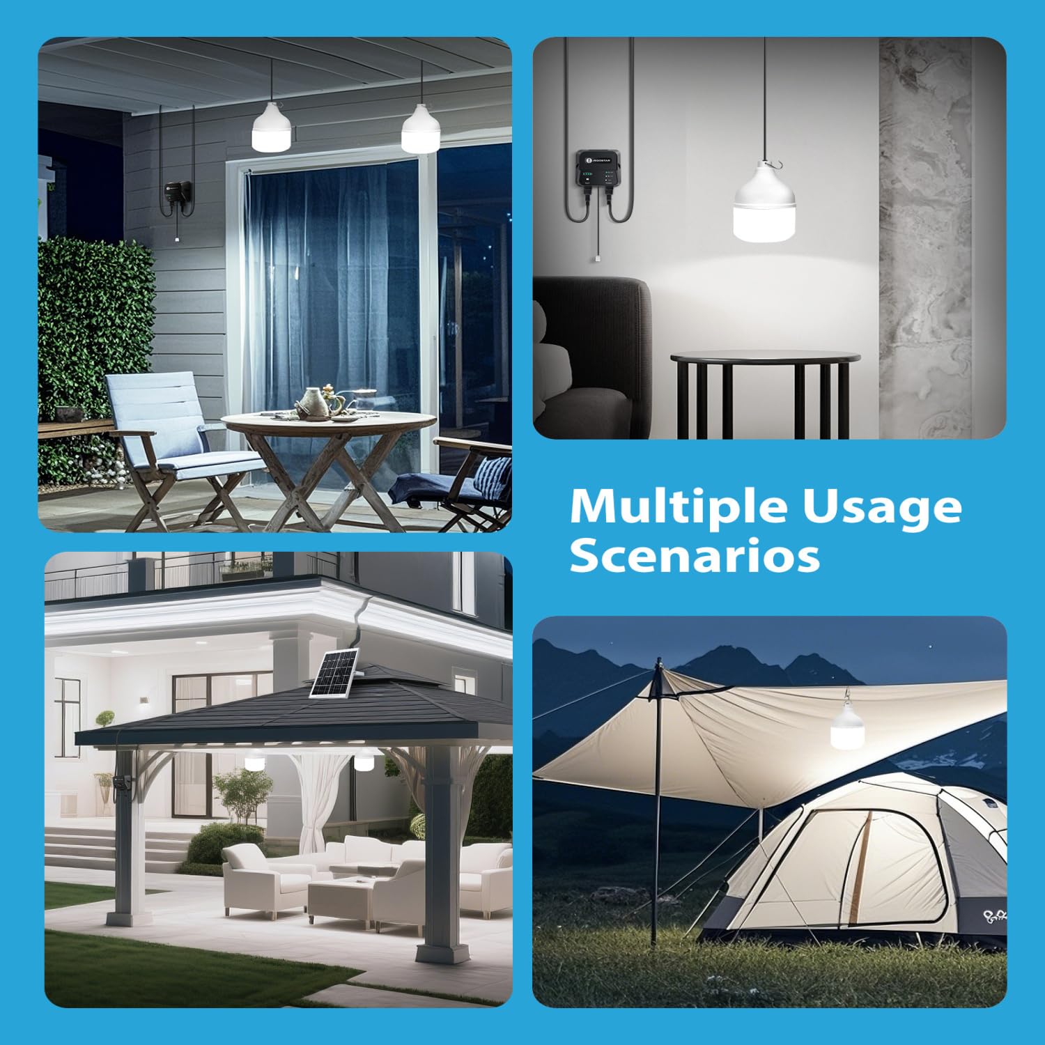 Aigostar- Luz LED Solar Exterior 70W, con Mando a Distancia y Caja de Almacenamiento de Energía, Cable de 11M, IP65 Impermeable, Lámpara Solar Exterior para Interior, Jardín, Cochera, Camping, Pesca