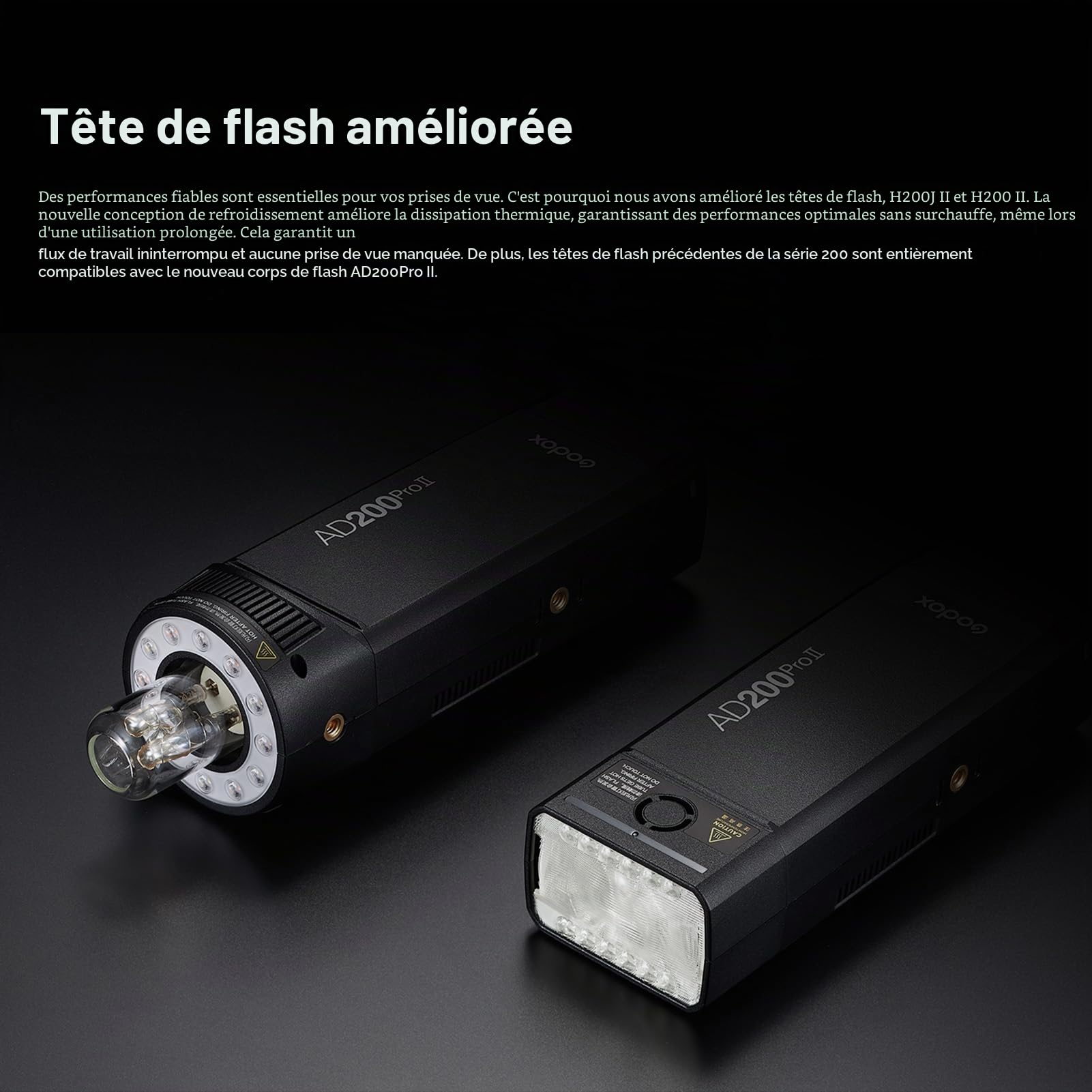 Godox AD200ProII Flash sans Fil pour Appareil Photo de 200 W, 1/8000s HSS | 500 flashes, 5800 ± 200 K, Temps de recharge de 0,01 s à 1,8 s, compatible avec Canon, Nikon, Sony, Fujifilm et Olympus