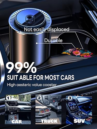 Miniatura 6 de Posavasos para automóvil, paquete de 2 posavasos para automóvil, 2.75 pulgadas, antideslizantes y absorbentes, para portavasos de automóvil,