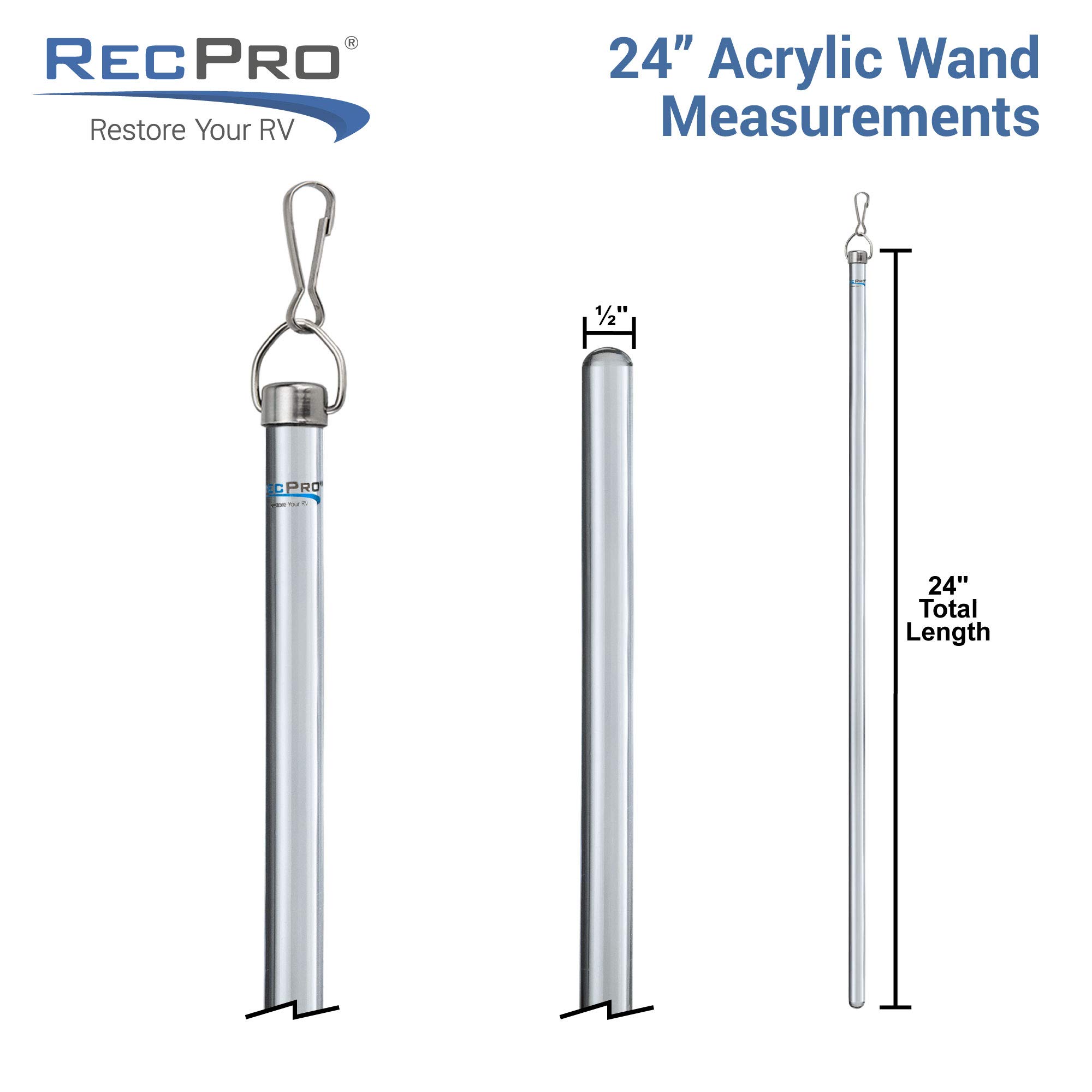 Acrylic Wands Drapery Pull Handles - 2 Rods -6 Acrylic Wands Drapery Pull Handles - 2 Rods -6