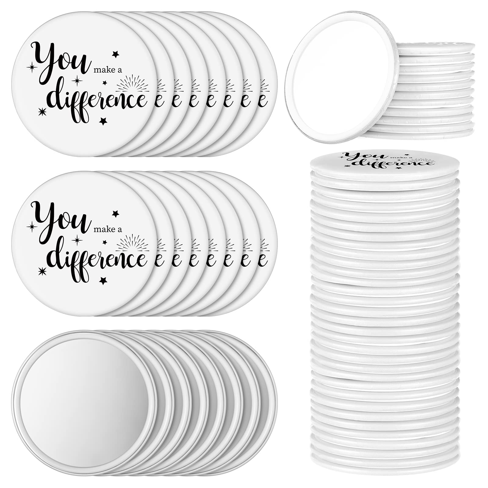 Hoolerry 24 Pcs Inspirational Compact Mirror Bulk for Women You Make a Difference Round Portable Mini Pocket Makeup Mirror for Employee Coworker Teacher Nurse Housekeeping Week Gifts Birthday Party