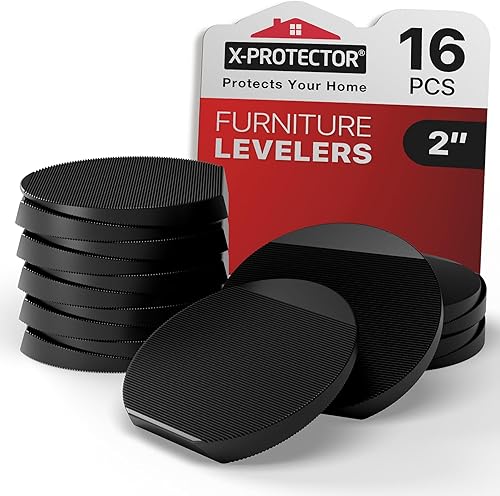 Miniatura 7 de X-Protector Niveladores de muebles  30 piezas de 2 pulgadas  Cuñas de goma negra para nivelar  Pies de nivelación de muebles multiusos para evitar