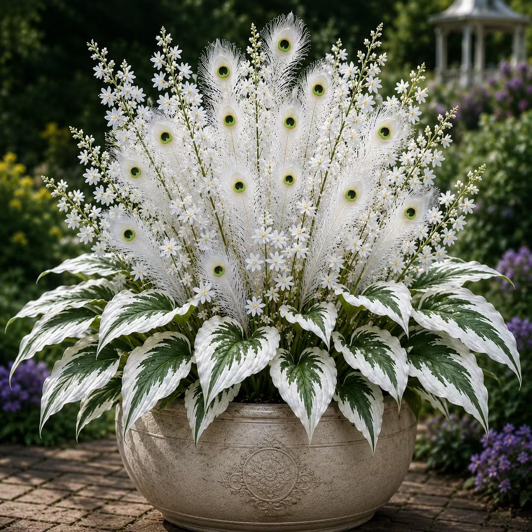 Peacock Flame Hosta, Hardy Low-Maintenance Perennial, Stunning for Woodland Garden Display-3 Bulbs-F