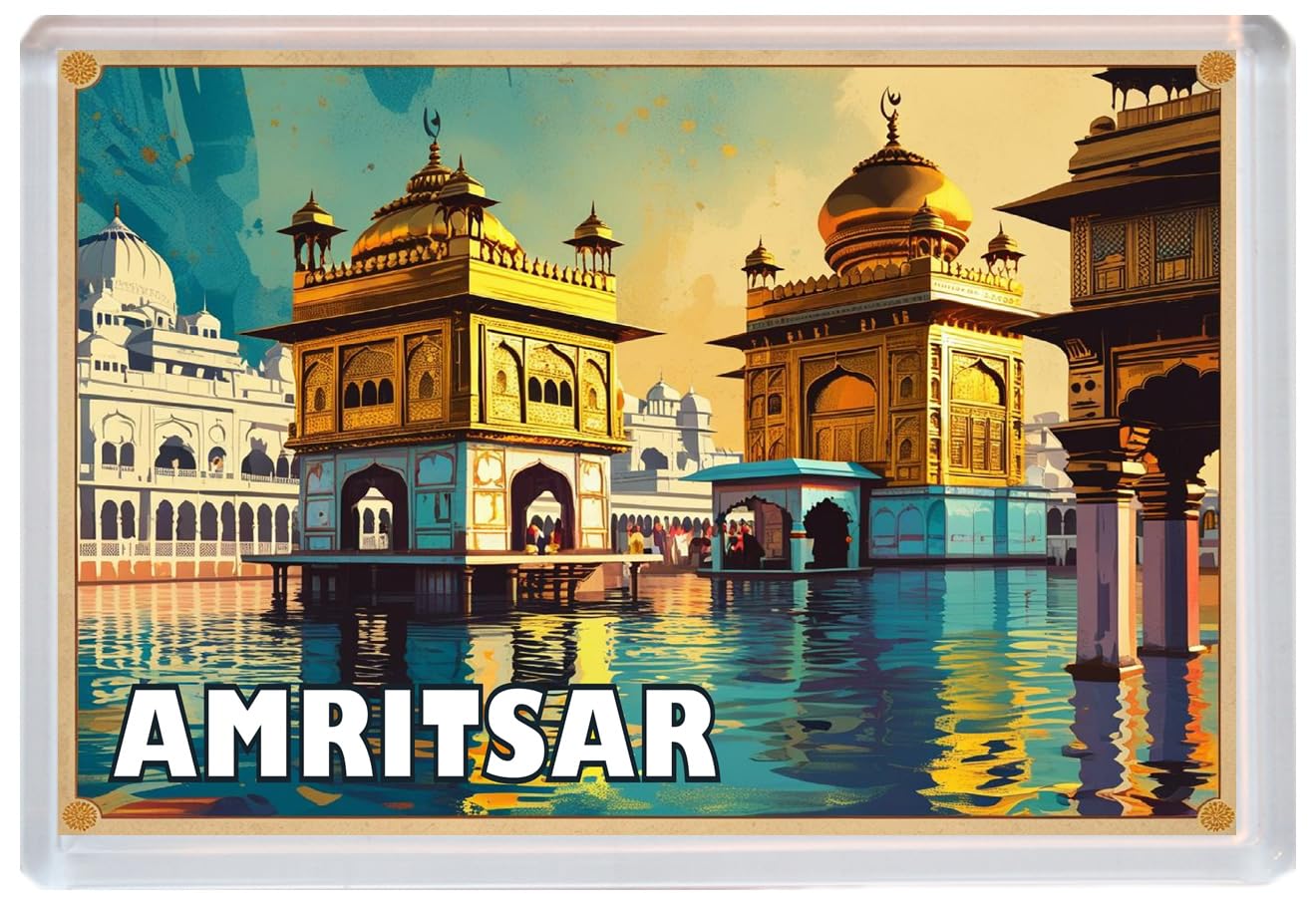 Baked Bean Store Multicolor Amritsar Golden Temple - India - Jumbo Artistic Fridge Magnet 96 X 67Mm