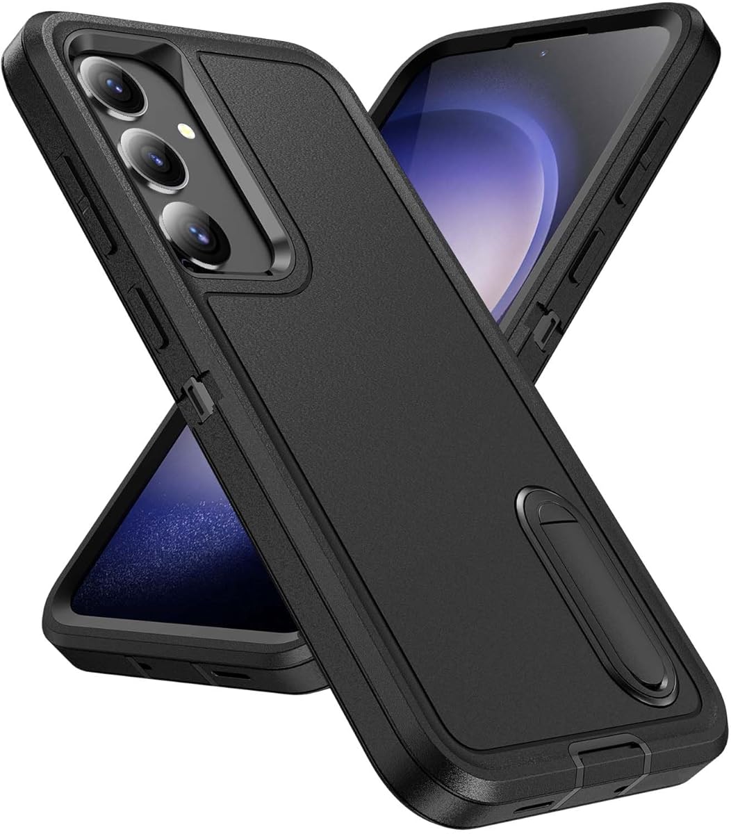 IDweel for Galaxy S24 Plus Case for Men, Heavy Duty Protection Shockproof Anti-Scratch Slim Fit Lightweight Protective Sturdy Case Hard Cover with Kickstand for Samsung for Galaxy S24 Plus 6.6",Black