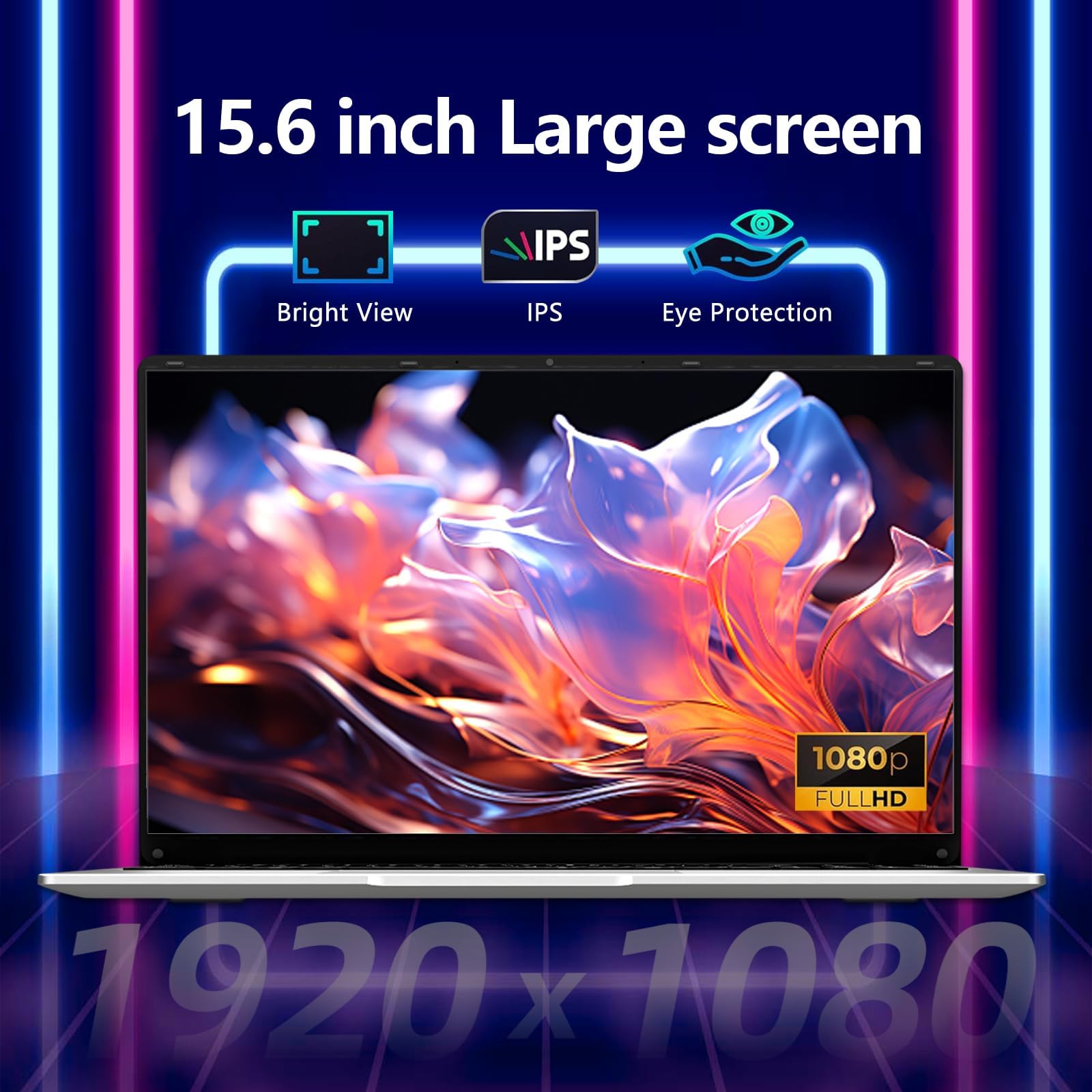 PC Portatile da 15,6 pollici, Computer portatile Celeron N4000, laptop 12GB RAM 256GB SSD, notebook Full HD 1920 x 1080, apertura e chiusura a 180 gradi, WiFi 5, Mini HDMI, TF Card Slot, USB3.0, BT4.2