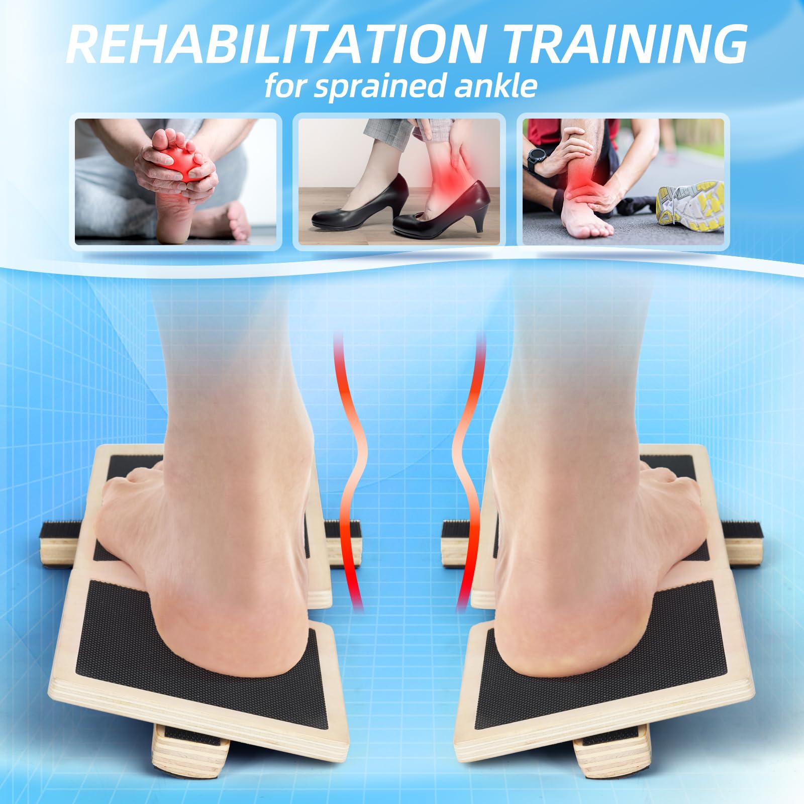 Tabla de equilibrio de tobillo, entrenador de estabilidad para rehabilitación, baloncesto, correr, yoga y recuperación de lesiones, equipo de gimnasio en casa (incluye guía de entrenamiento)