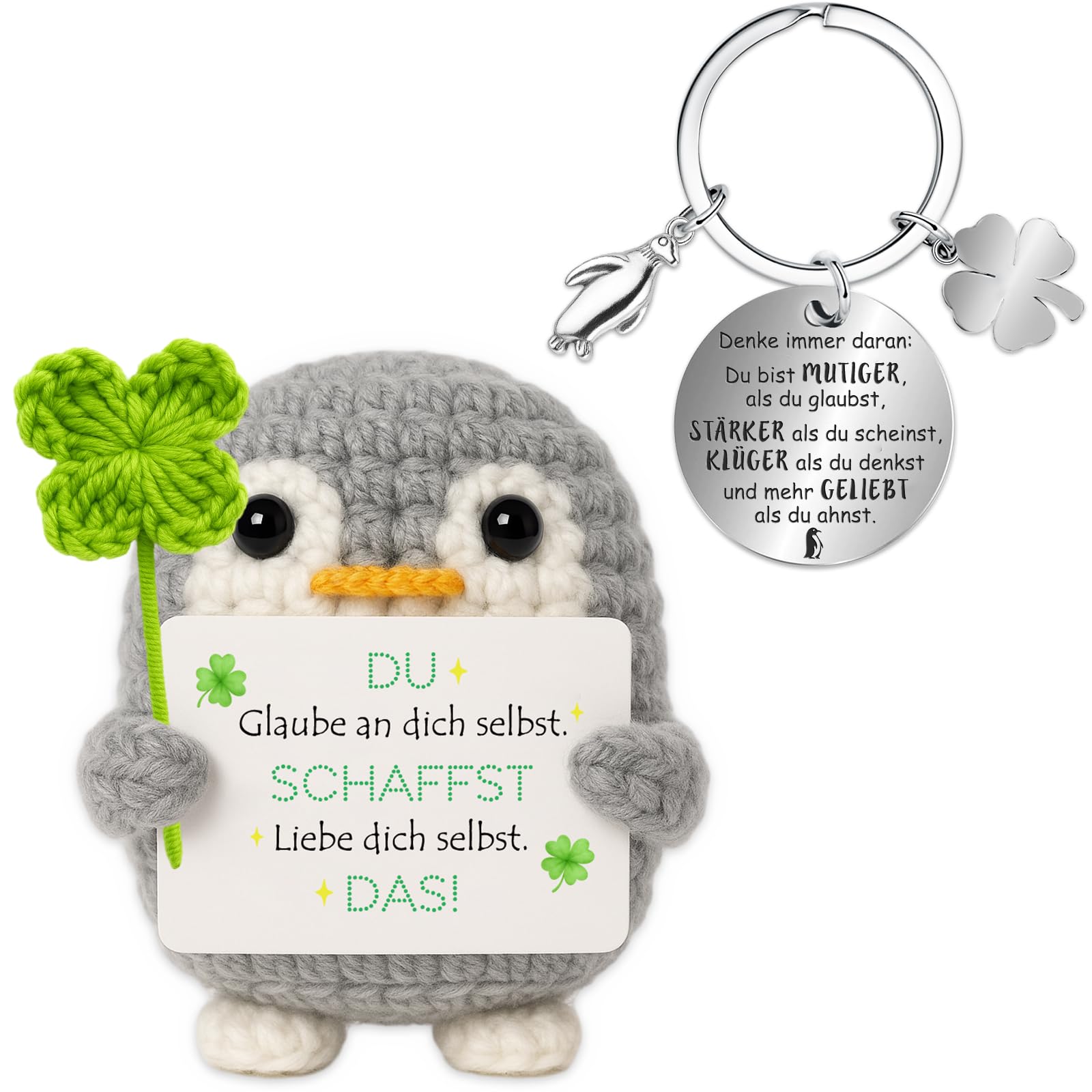 Farbeele Positive Figur und Glücksbringer-Schlüsselanhänger, Pocket Hug, MutmacherGeschenk, Gute Besserung Geschenk, Glücksbringer Prüfung Geschenk, Geburtstagsgeschenk