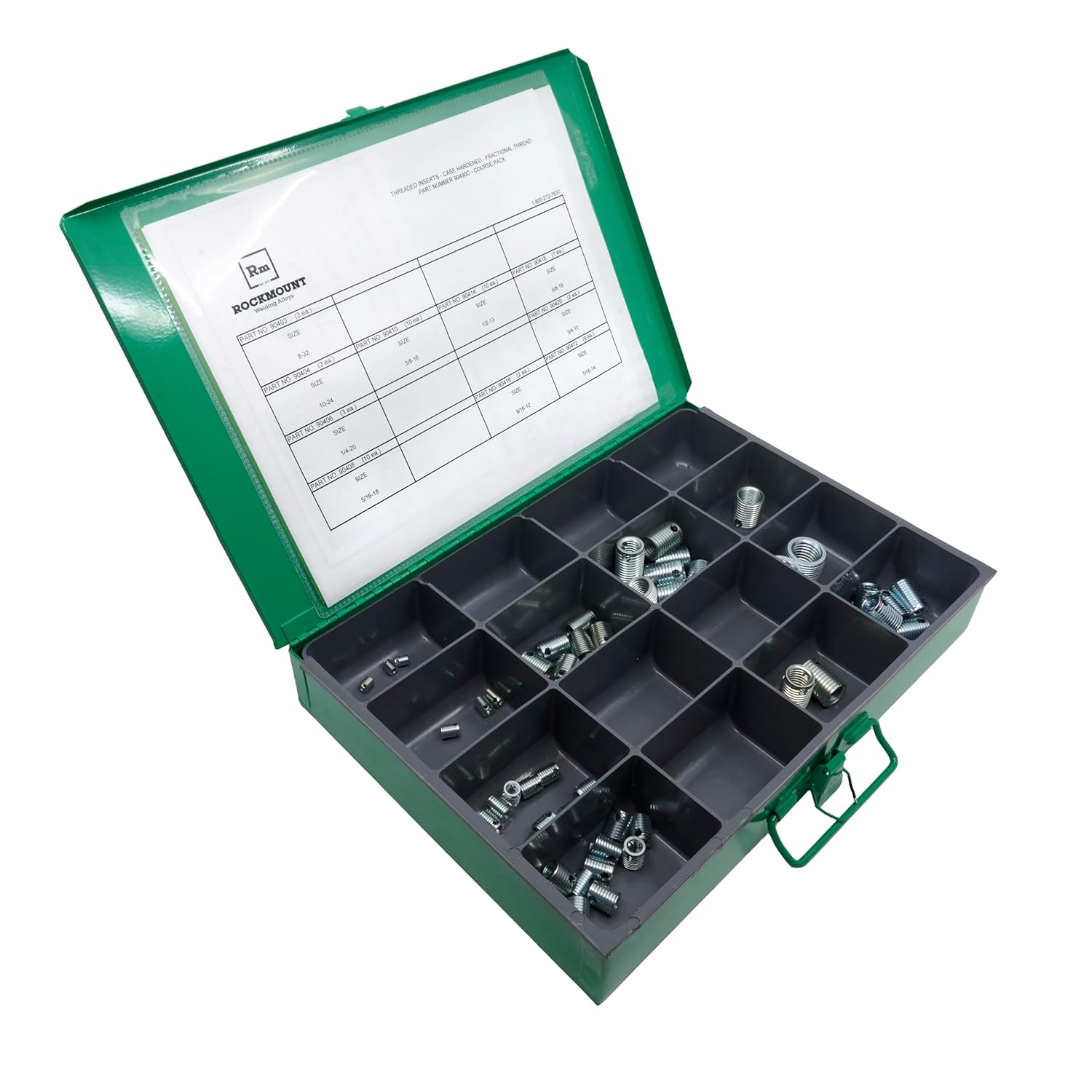 Rockmount Self-Locking Threaded Insert Kit, Standard Wall, Fractional Sizing, Coarse Threads, 50 pcs