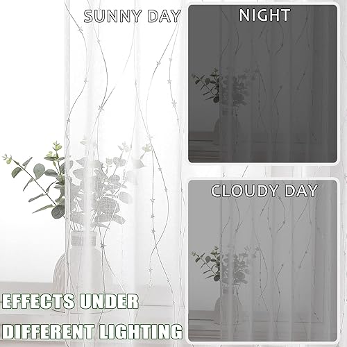 Miniatura 5 de SMILE WEAVER Cortinas traslúcidas blancas para sala de estar, 84 pulgadas de largo, cortinas semitransparentes que filtran la luz y privacidad
