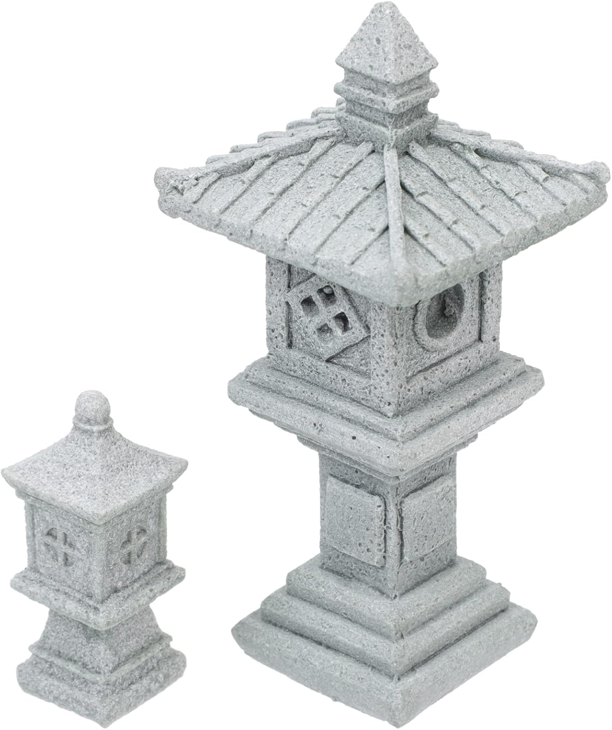 Angoily Mini Pagoda Statue Pagoda Lantern 2pcs Japanese Style Asian Decor Mini Fairy Decor Zen Garden Dollhouse Decoration Patio Micro Landscape Bonsai Decoration