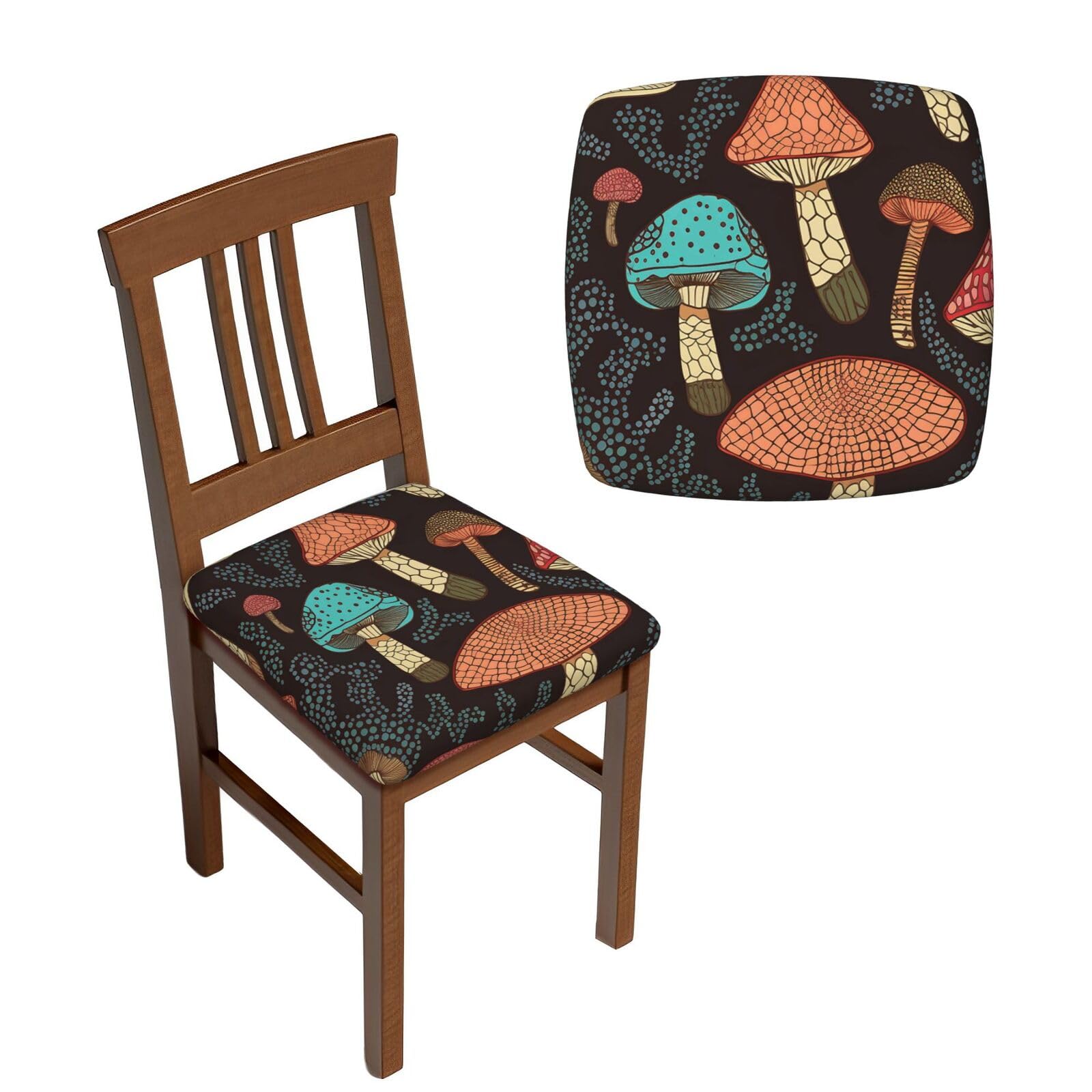 FodPand 6PCS Dining Chair Covers for Dining Room Mushroom Chair Seat Cover Stretch Parsons Chair Slipcover Removable Washable Seat Cushion Slipcovers Cover for Kitchen Office