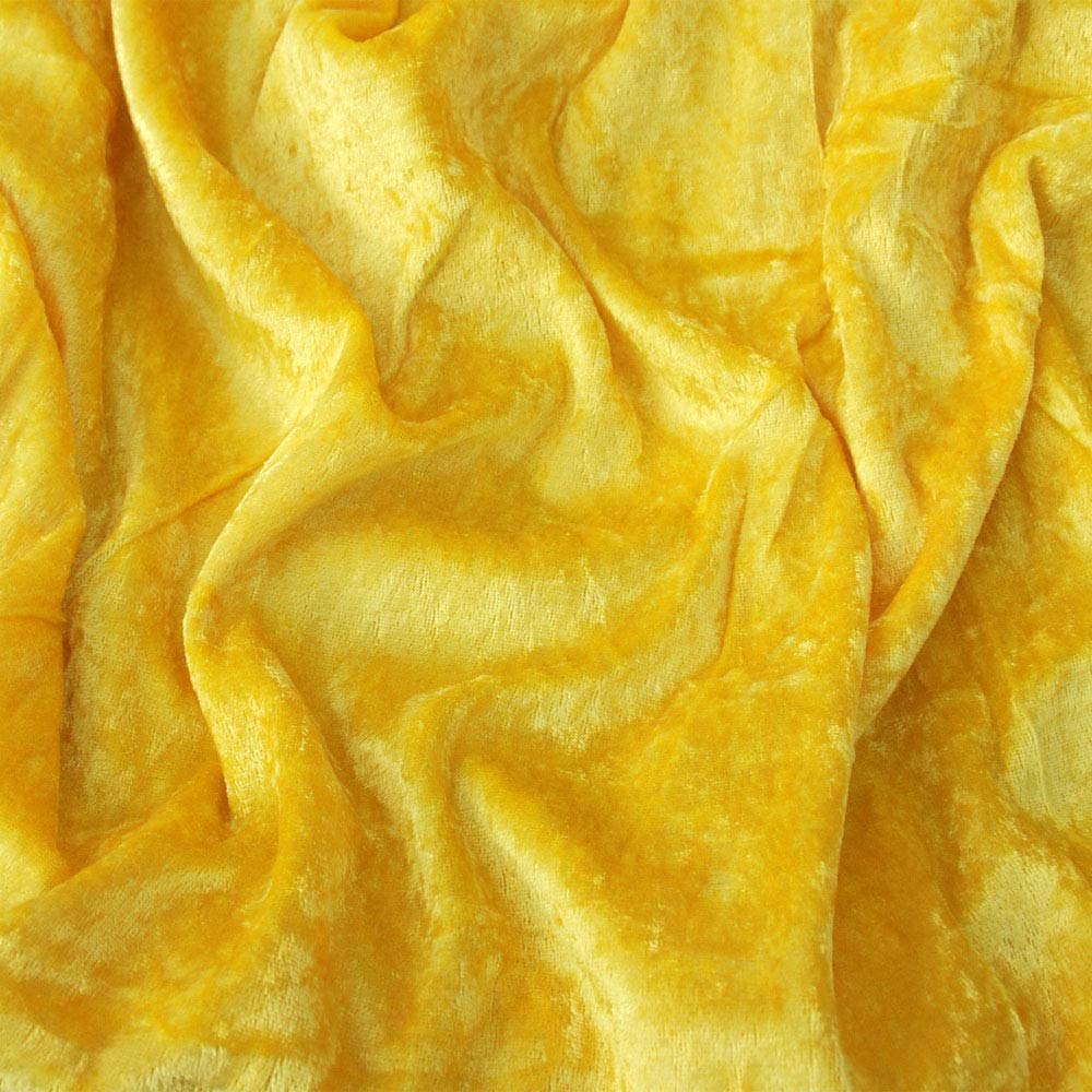 Discount Fabrics Ltd Yellow Premium Crushed Velvet Stretch Velour Fabric 150Cm 59" Wide For Upholstery Dress Craft Drape Curtain Bed Headboard Material By The Meter By (Yellow)