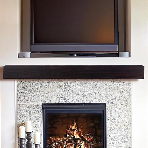 MANTELSDIRECT Estante flotante de madera para chimenea de 60 pulgadas en grano de café, Austin de Mantels Direct, estante de pared rústico de madera