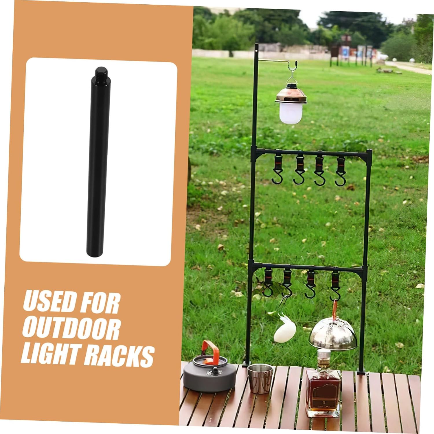 Abaodam Outdoor Lighting Accessory Aluminum Alloy Camping Lamp Pole Connector Extendable Post for Poles String Lights