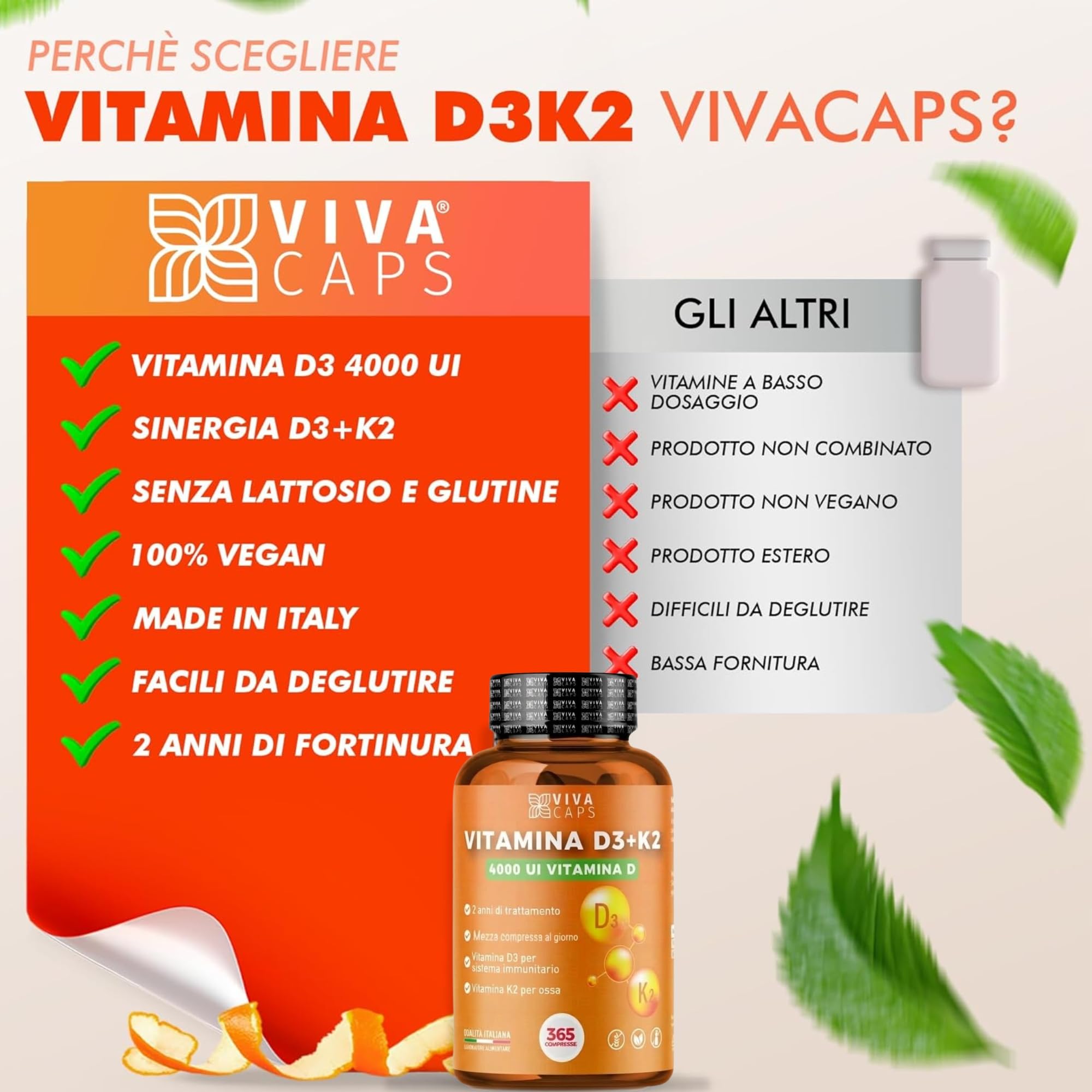 Vitamina d3 k2 mk7 vegana alto dosaggio 365 Micro compresse, Vitamina d3 4000 ui e 200 mcg di Menachinone per sistema immunitario, ossa e denti - Made in italy