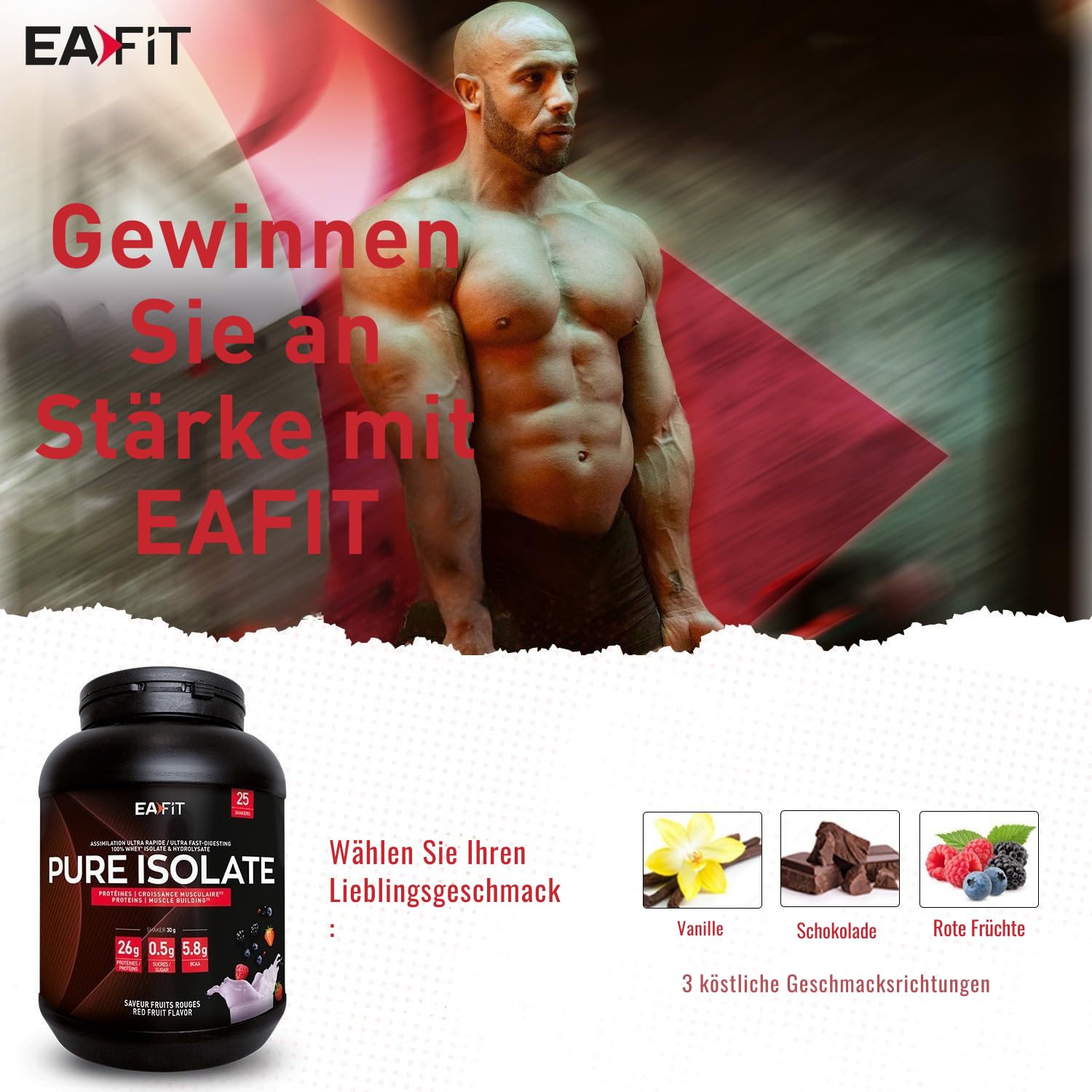 Whey Isolat Protein Pulver 750g - Hochreines Molkenprotein Muskelaufbau | Vanille - Whey Protein Isolat Hochrein - Eiweissreich Für Muskelaufbau & Regeneration - Für Sportler - EAFIT