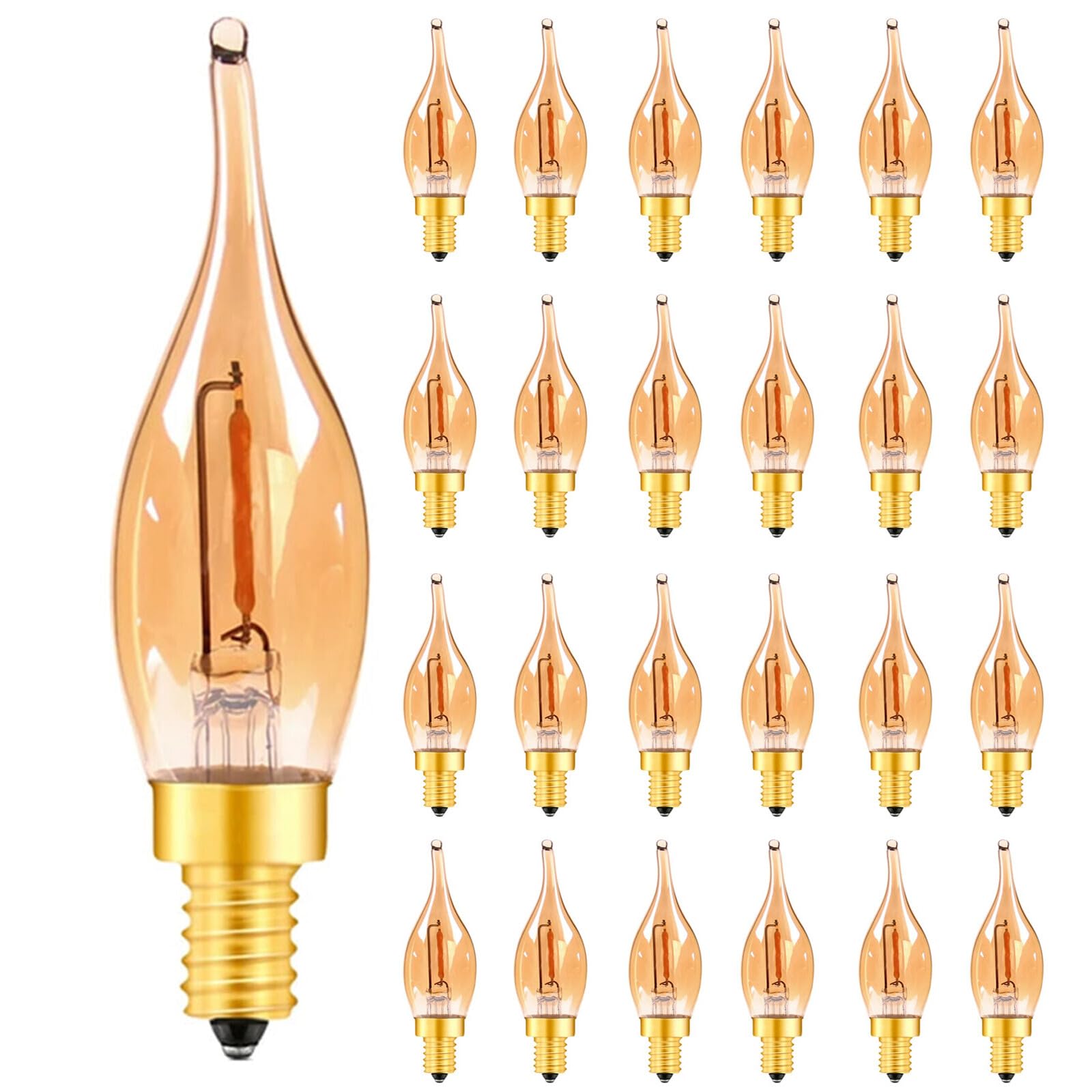 Bombilla LED de filamento C22 E14 de 0,5W, ámbar, decorativa, para luz de noche, tipo vela, tipo ampolla, para candelabro, bombilla de repuesto (E14, 220V)
