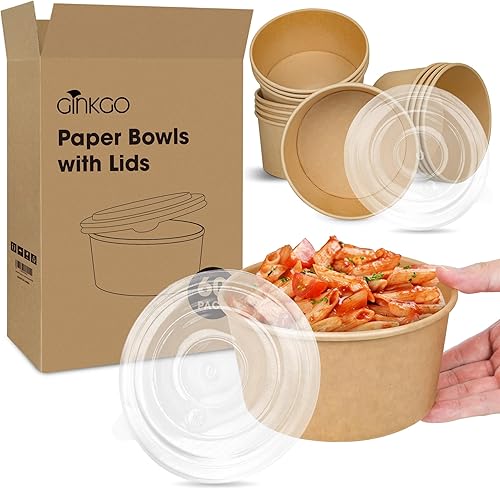 Miniatura 6 de 90 cuencos de papel grandes de 30 onzas a prueba de fugas, desechables, para sopa caliente, sin tapas de plástico, para cena o almuerzo diario