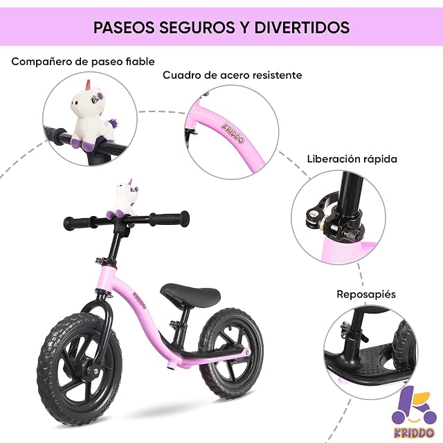 Foto 4 de 6 de KRIDDO Bicicletas sin Pedales para Niños de 2 Años, Edades de 18 Meses a 4 Años
