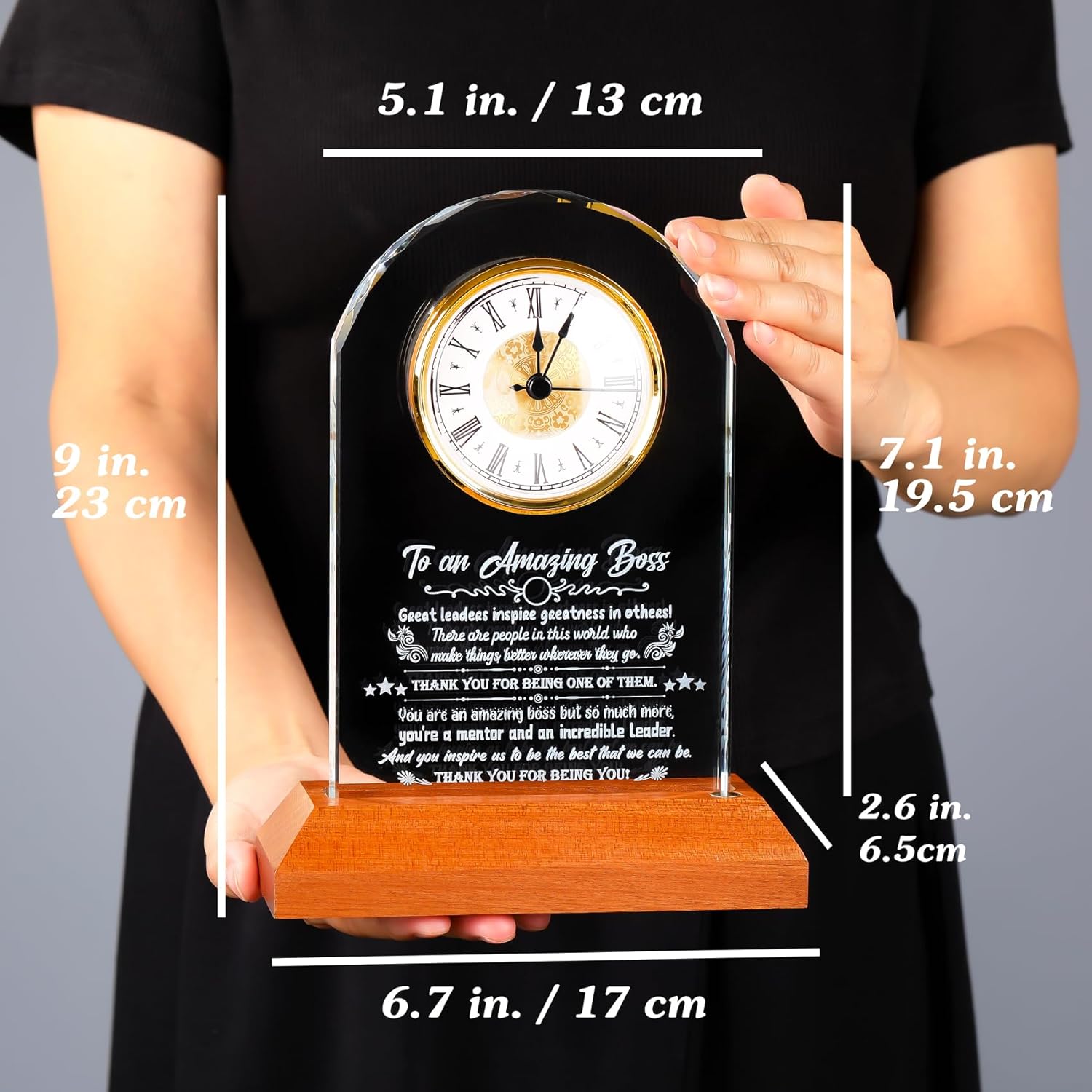 Boss Gifts for Women Going Away Clock for Female Bosses with Wooden Light Base Appreciation Retirement Presents for Men Lady Boss Boss's Day Gift Idea Office Decor