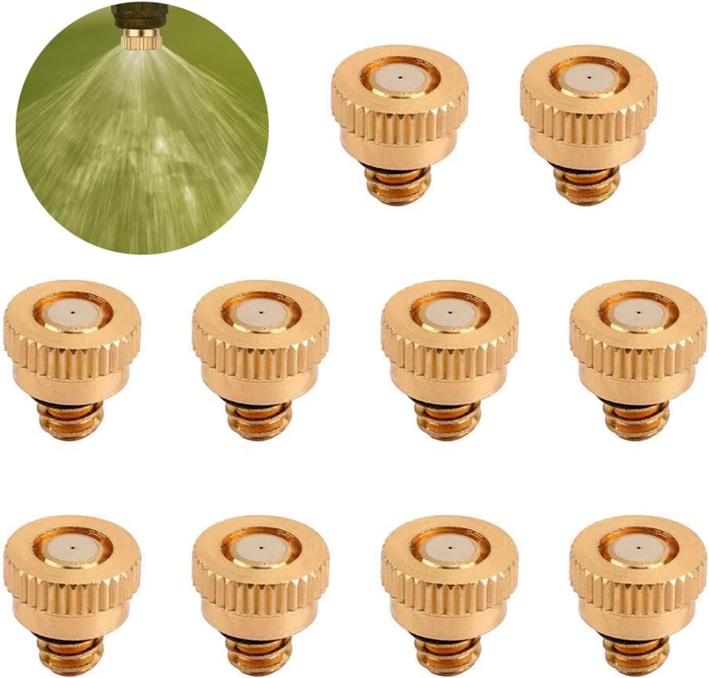 GQQGSHOP 100Pcs Misting Nozzles Kit Low-Pressure for Cooling System, Brass Mister Nozzles, Fog Nozzles for Misting System Outdoor Cooling System Garden Water Mister(0.9mm)