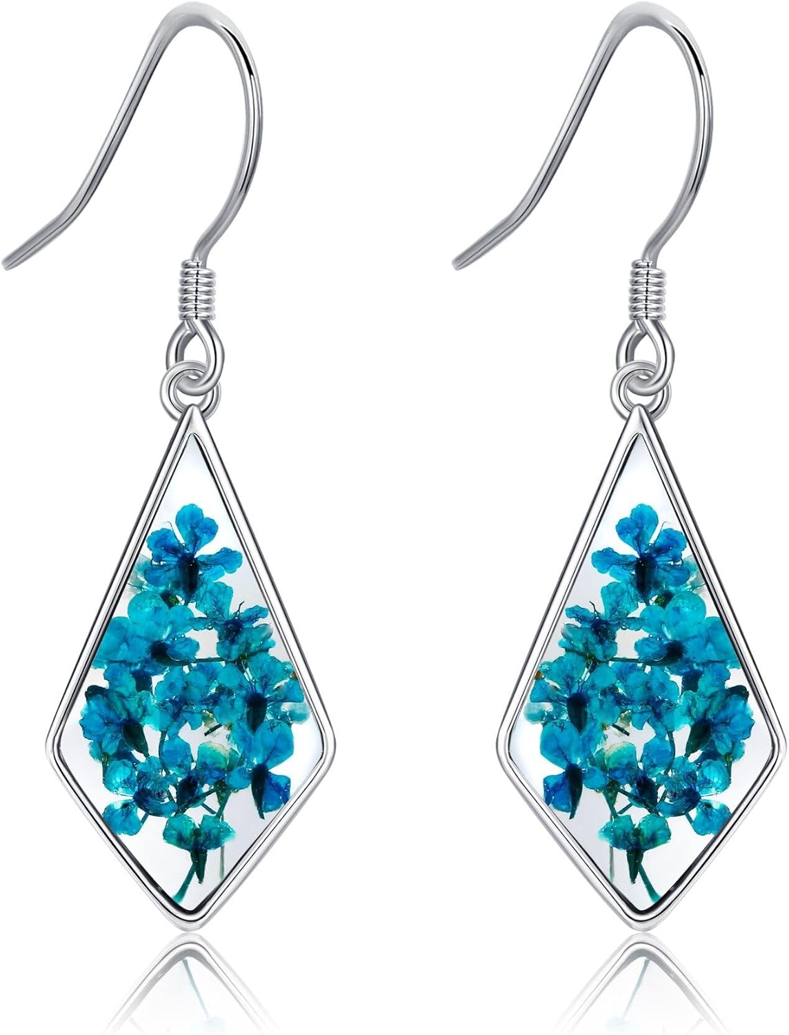 Scottish Thistle/Daffodil/Lily/Pressed Flower Earrings Sterling Silver Flower Dangle Earrings Jewelry Gifts for Women