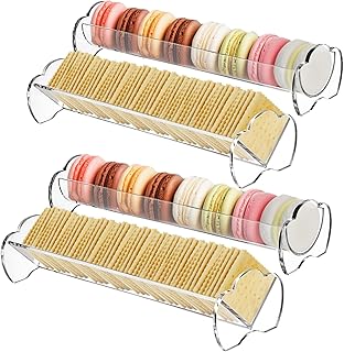 Yopay 4 Pack Cracker Tray for Serving Clear, Acrylic Macaron Display Tray, Biscuit Cracker Holder Stand for Wedding Home Party Events, 11 x 2.7 in, Rectangular