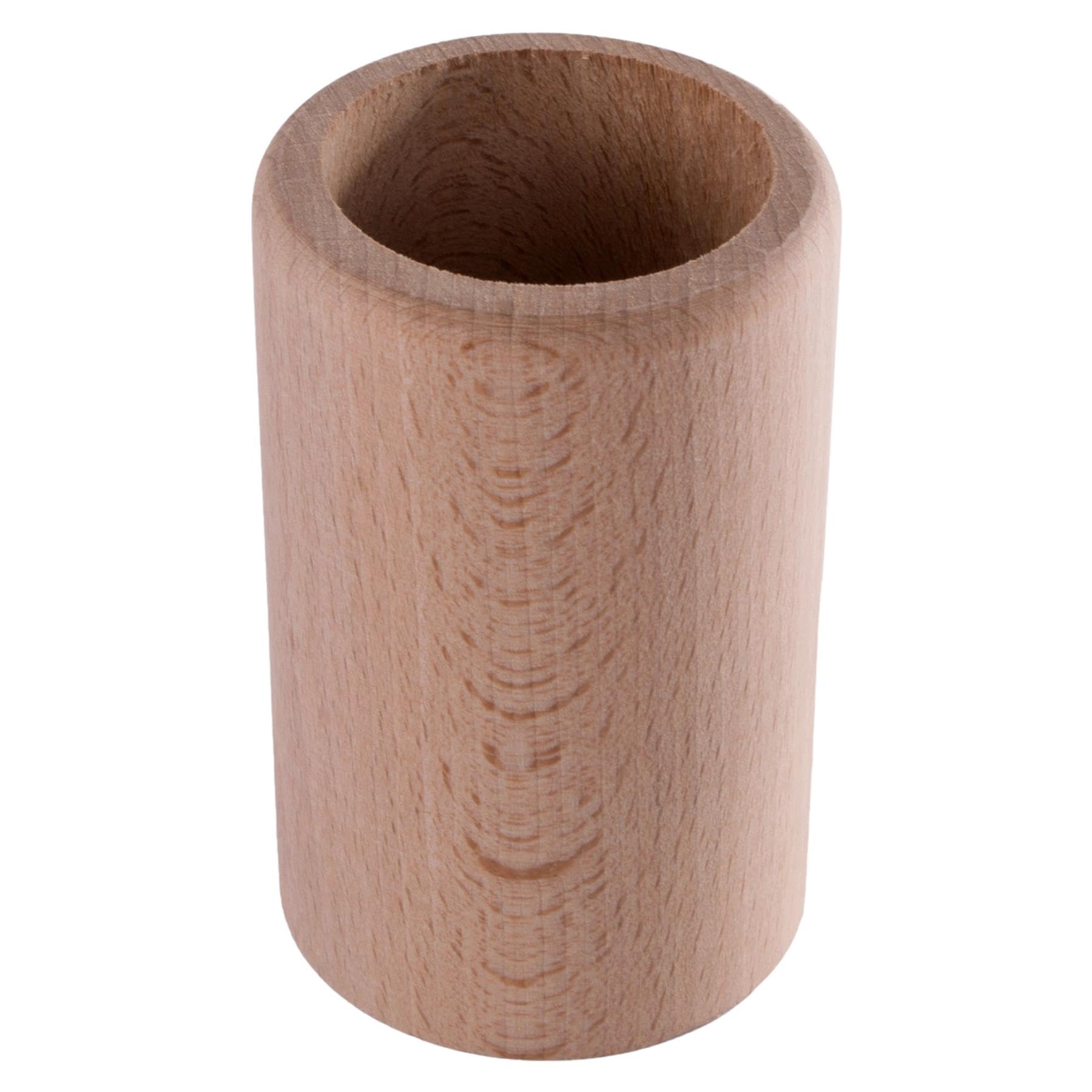 WooDeeDoo Small Round Pen Pot Brush Holder Pencil Cup | 5 Pack | Wooden School Office Stationery | Ø53 H83 mm | Desktop Makeup Storage Box Tidy Organiser | Plain Beechwood