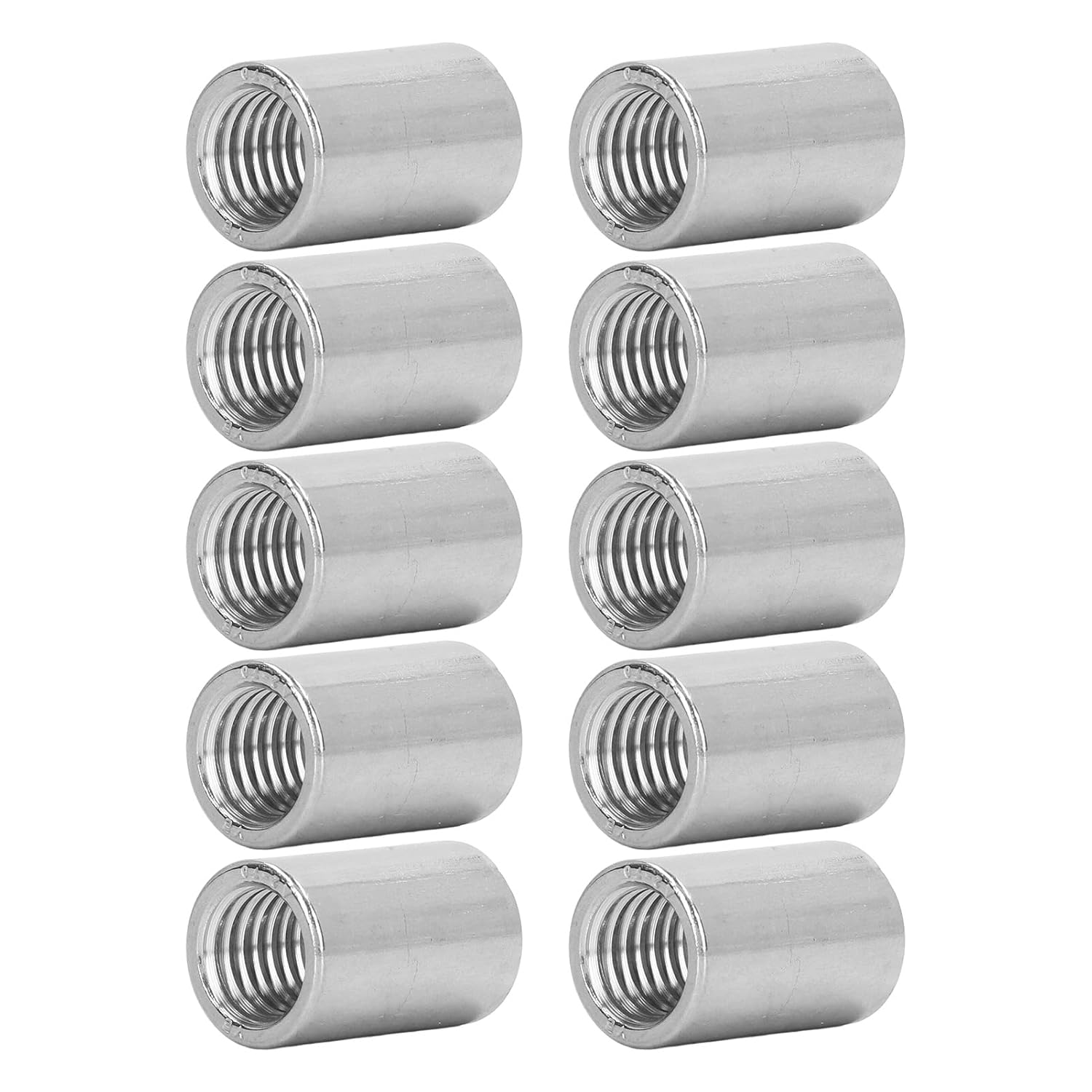 Coupling Nut 10 Pieces Round Bar Connector Female Thread 304 Stainless Steel M12x1.75 16 L25mm