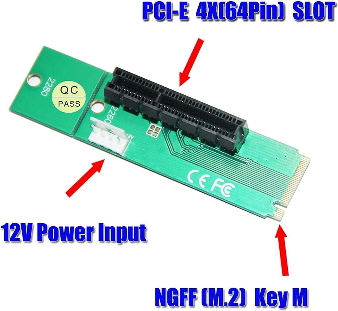 PCI-e 1X/4X Card to NGFF M.2 M Key PCIe Slot Adapter