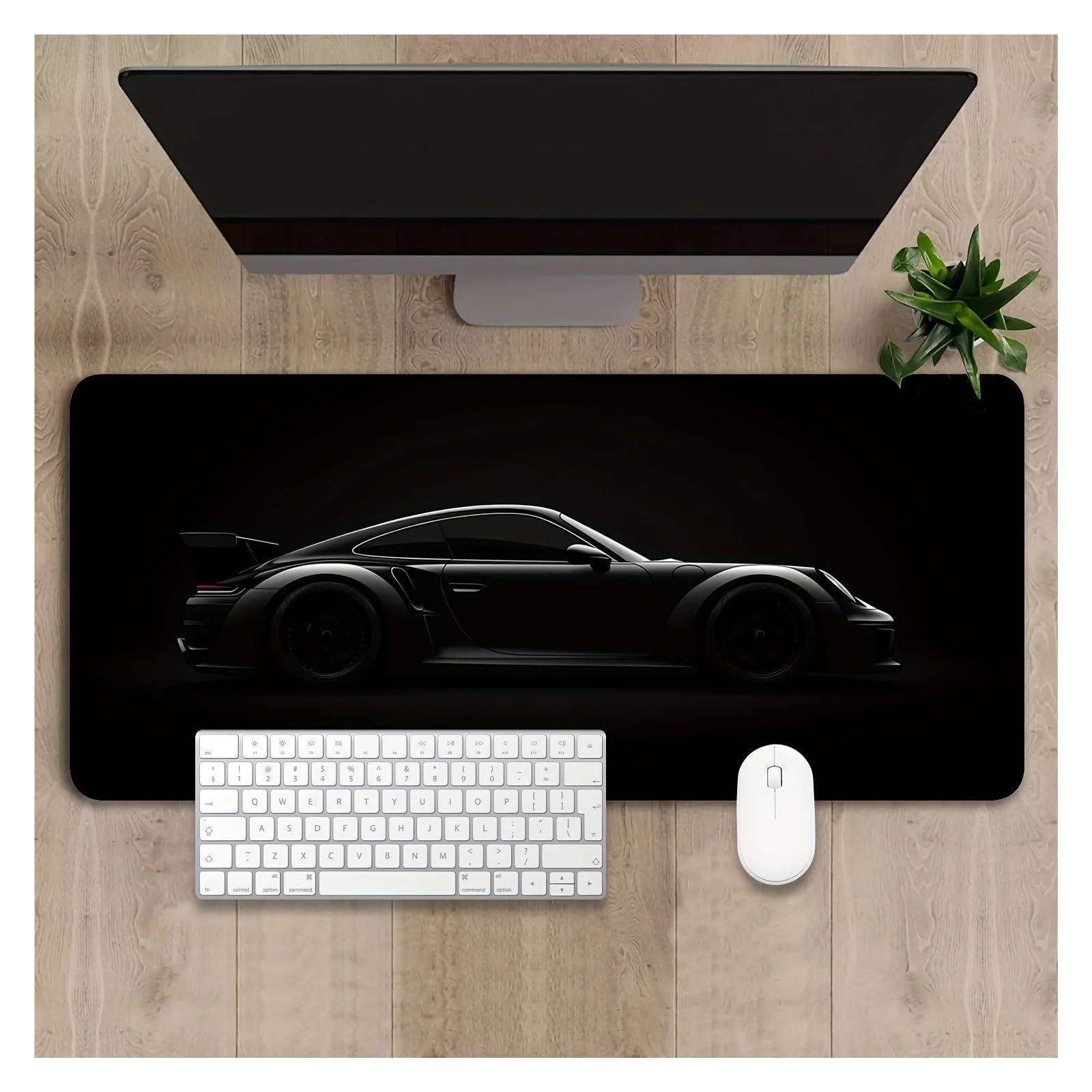 Tapis de Souris de Jeu Noir Mat, Motif Voiture de Sport, Base en Caoutchouc antidérapante, for Bureau, Maison et claviers de Jeu(400X900X5MM)