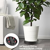 Vista 2 de Plant Caddy with Hidden Wheels, 13Inch Planter Roller Base with Drainage Tray, 360°Rolling Heavy Duty Plant Trolley with 4 Invisible Casters, Black