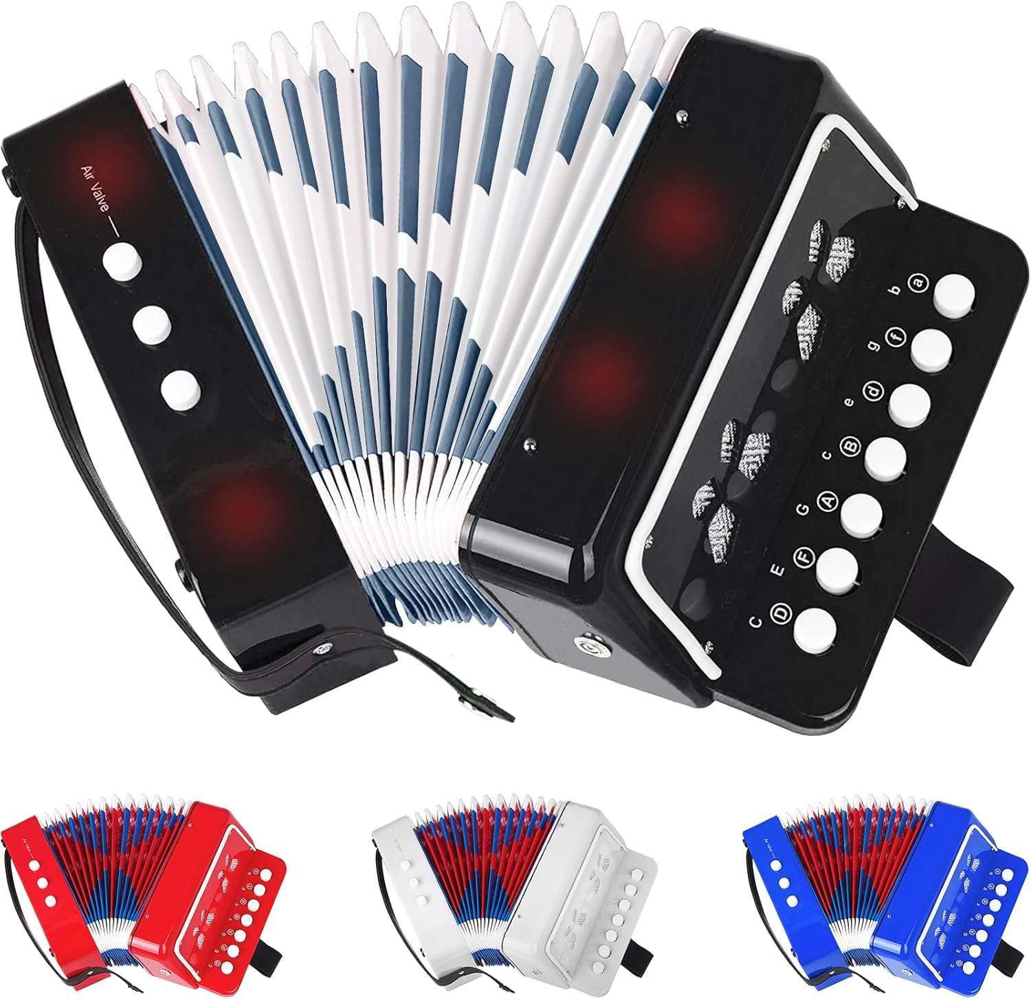 bestie toys children's unit, toy accordion, 10 button accordion includes air vent, easy to play mini early childhood teaching musical instrument great gift for kids, students and beginners