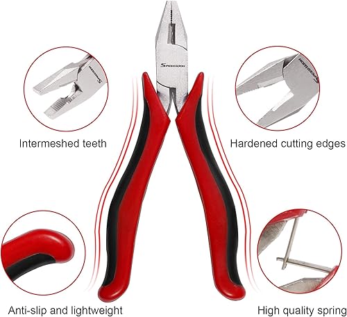 Miniatura 3 de SPEEDWOX Mini alicates combinados, 4.5 pulgadas con construcción de juntas de caja, alicates para hacer joyas con resorte para artes y manualidades,
