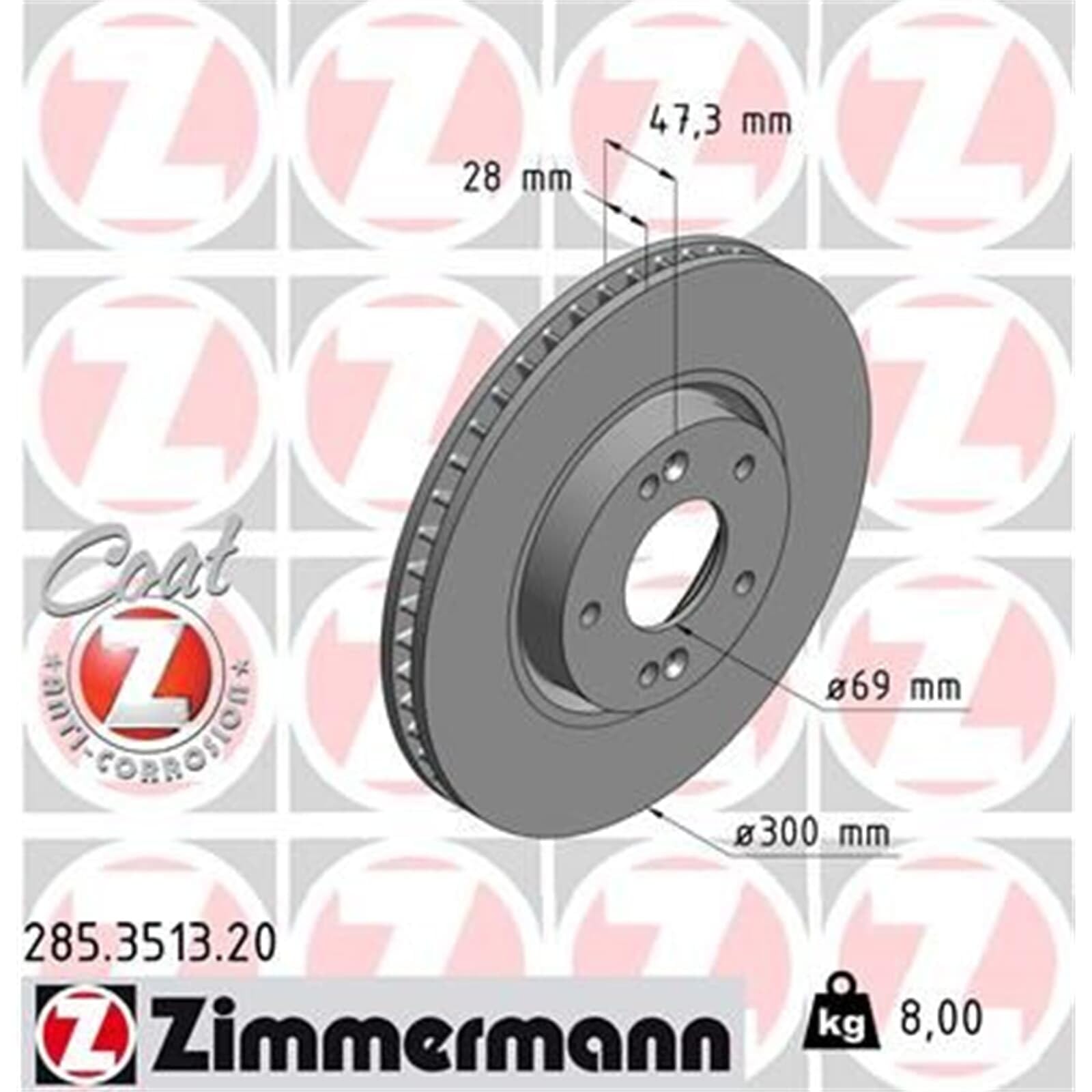 2X Zimmermann Bremsscheiben vorne 300mm Innenbelüftet | 2X Zimmermann Bremsscheiben vorne 300mm Innenbelüftet